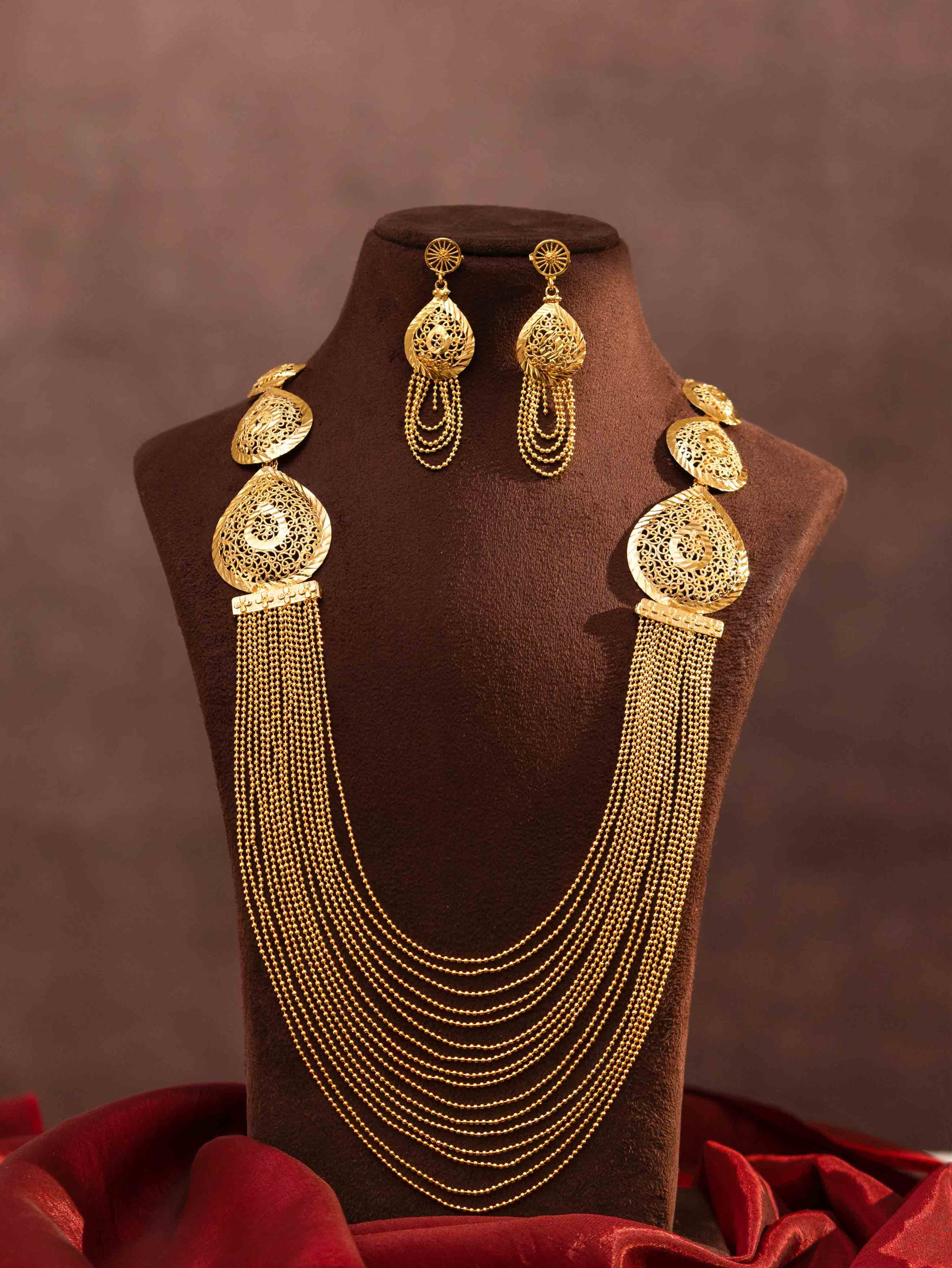 Mitali Long gold necklace set