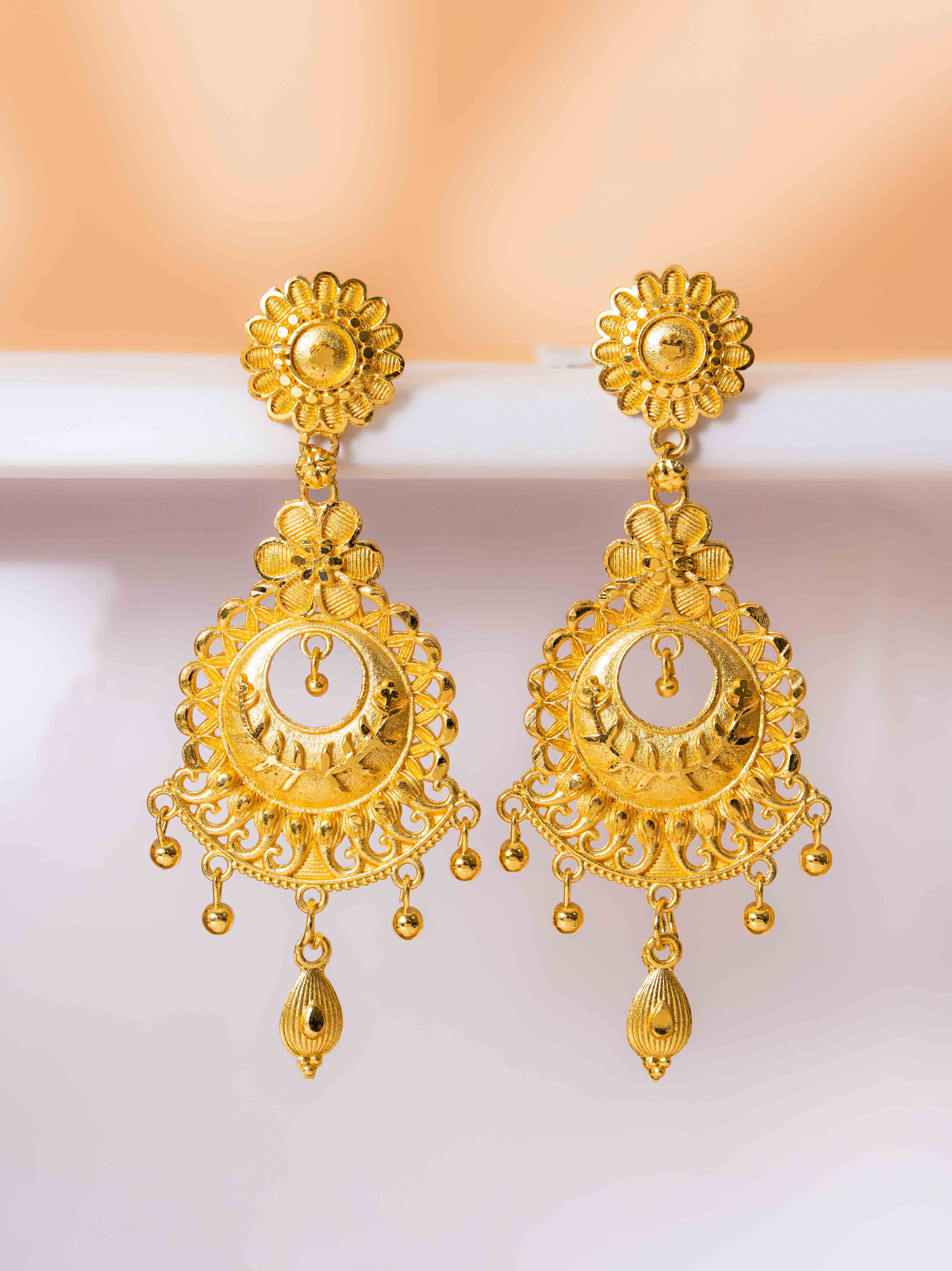 Kruti Long Gold Earrings