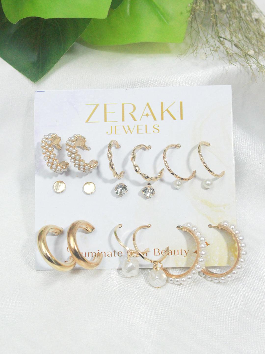 Statement Staples Gold Platted Earrings combo - Zerakijewels
