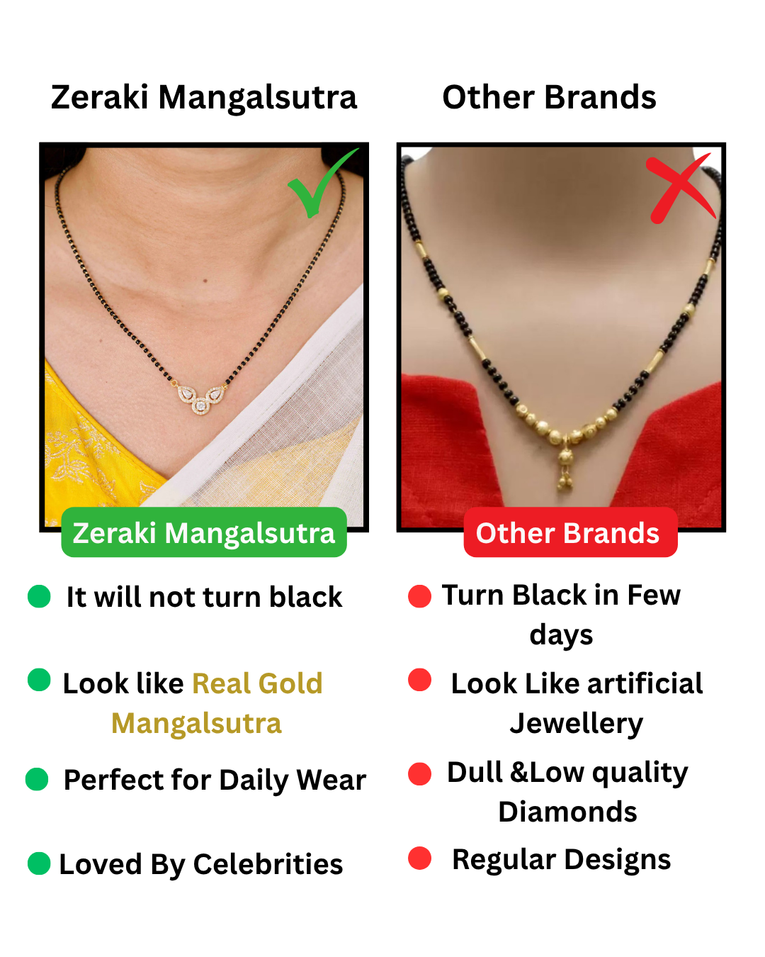 Mia Gold full Black Beads Mangalsutra