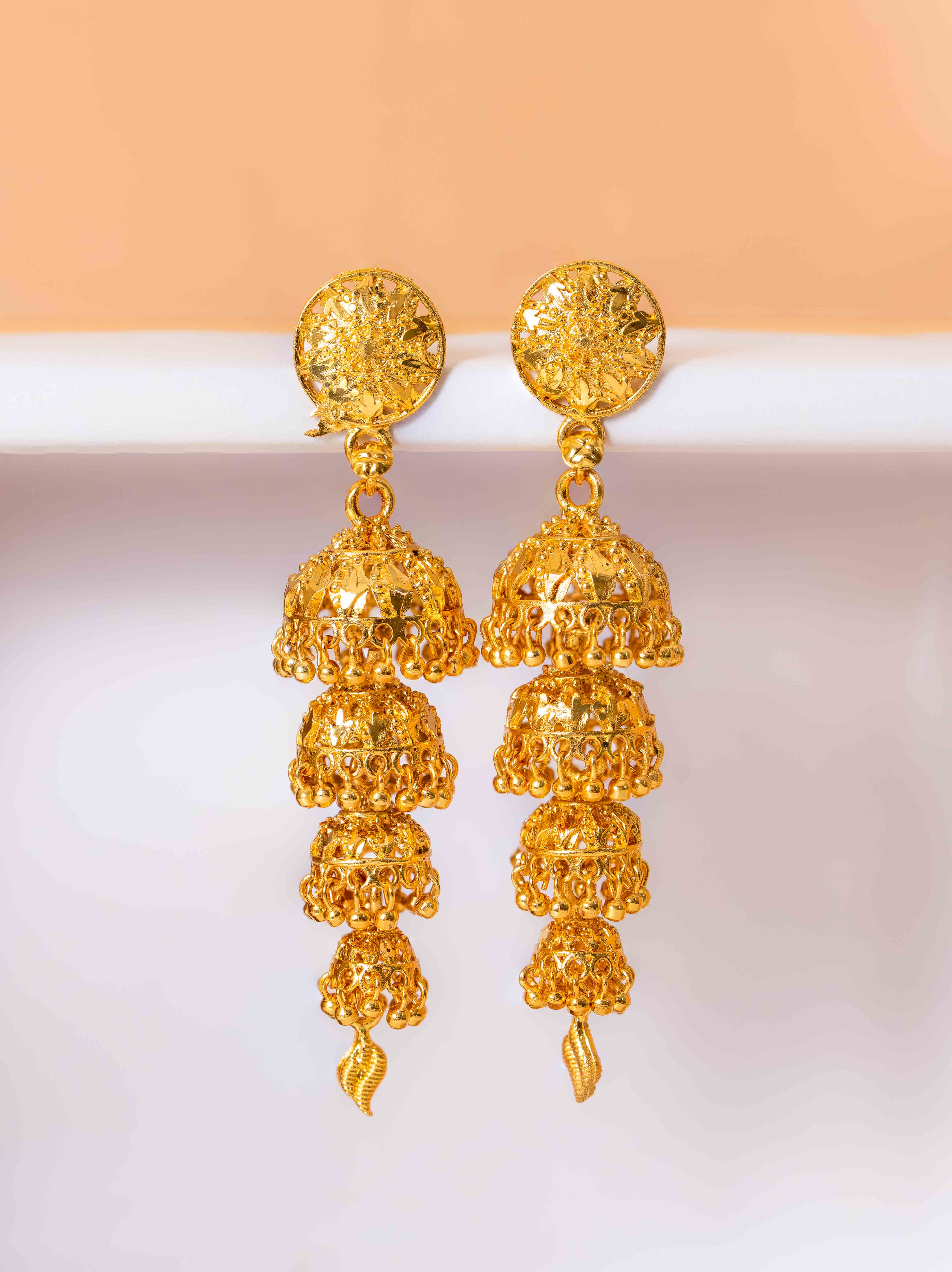 Hemanika Long Gold Earrings