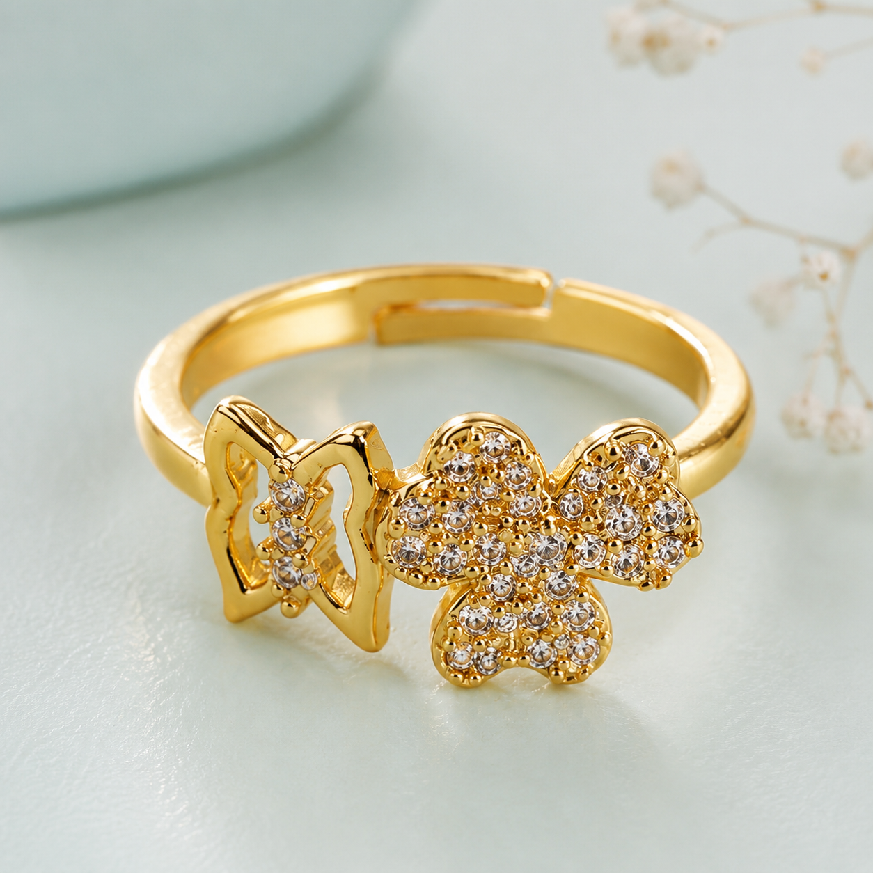 Butterfly Diamond Adjustable Ring