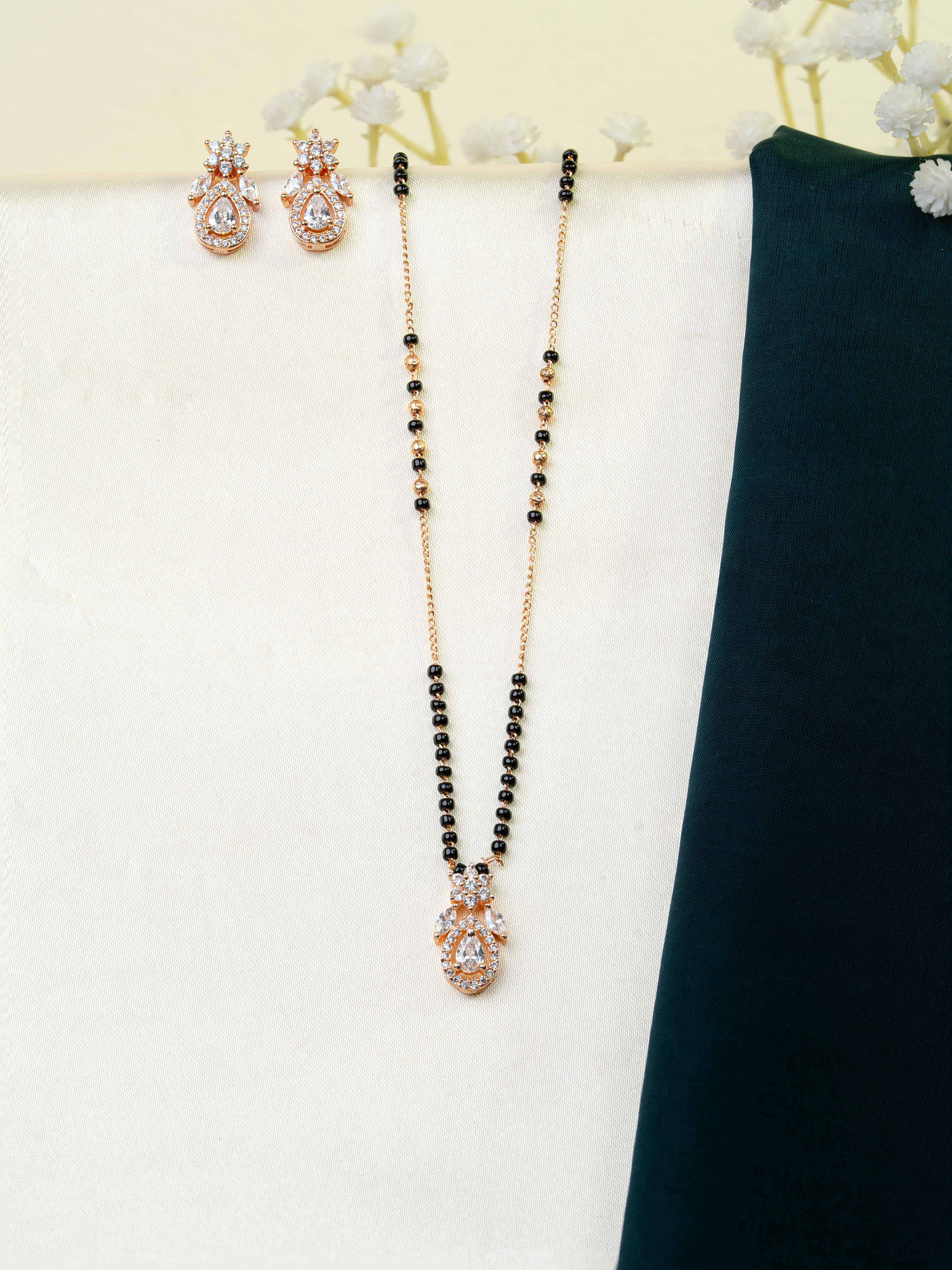 Aanya White Mangalsutra with Earrings