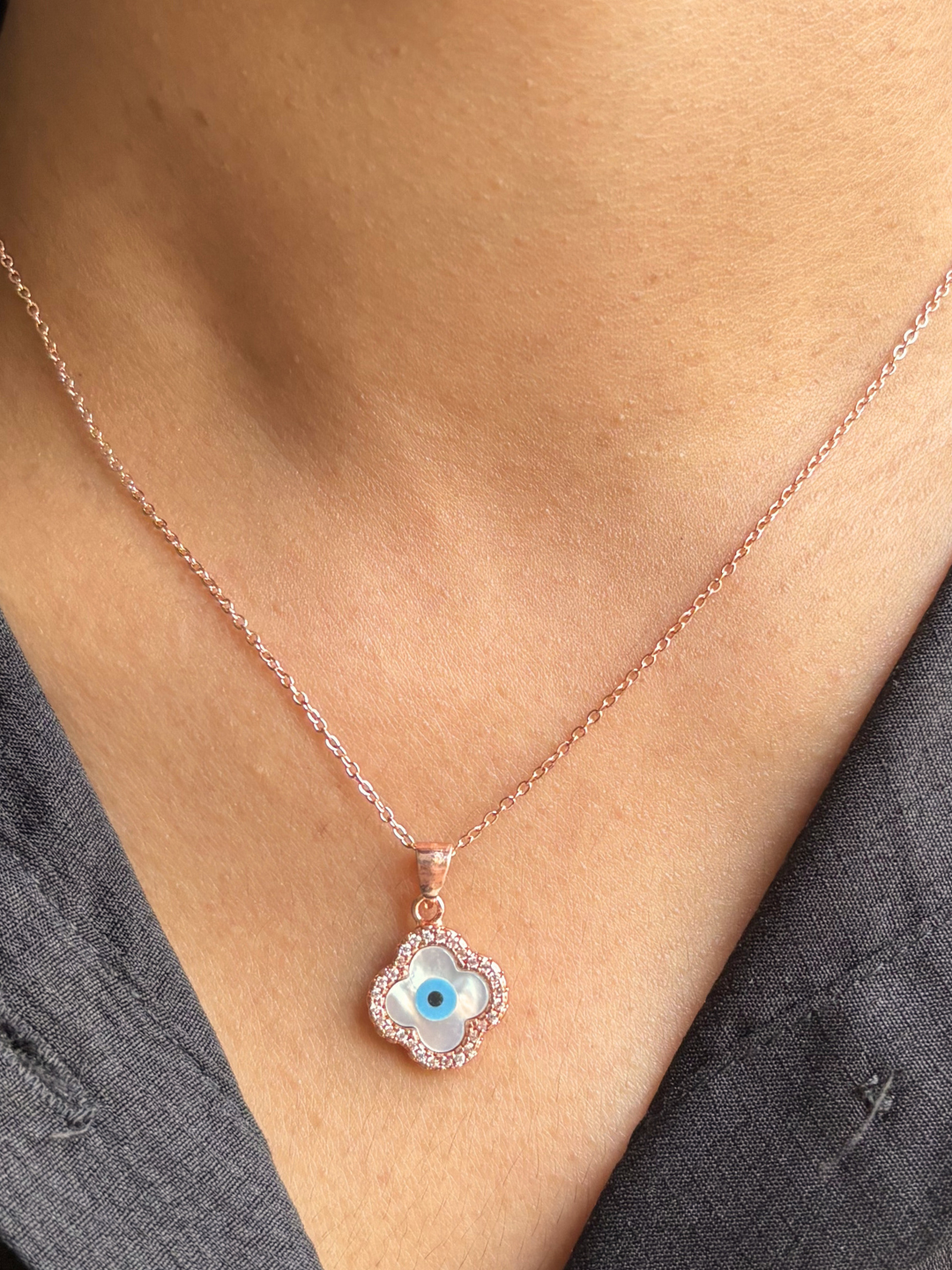 Evil Eye Clover Necklace