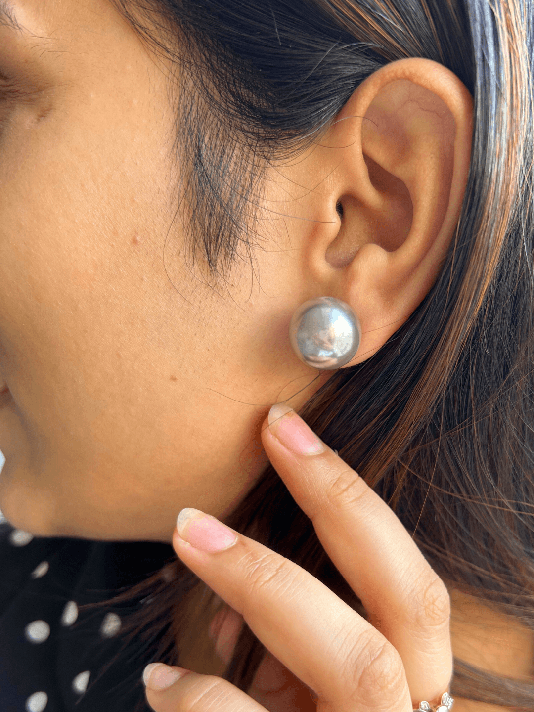 Charcoal Ball Earrings - Zeraki Jewels