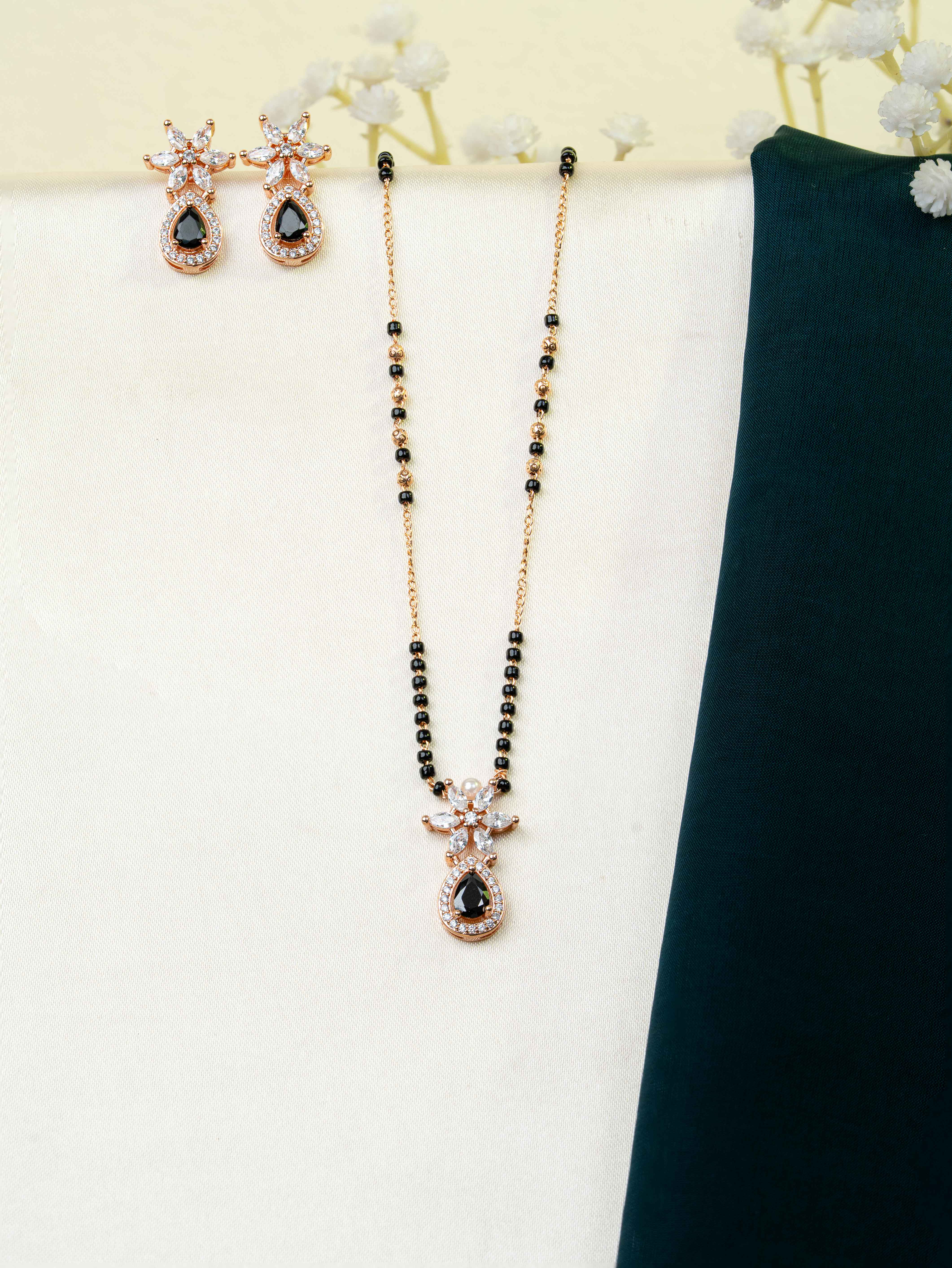Ahana Black Mangalsutra with Earrings