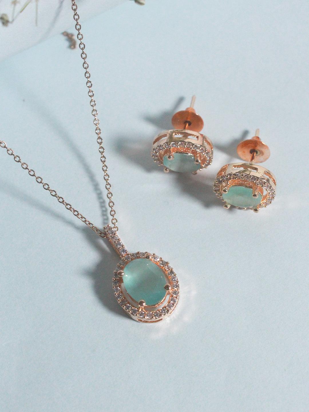 Oval Stone Pendant Set - Zerakijewels