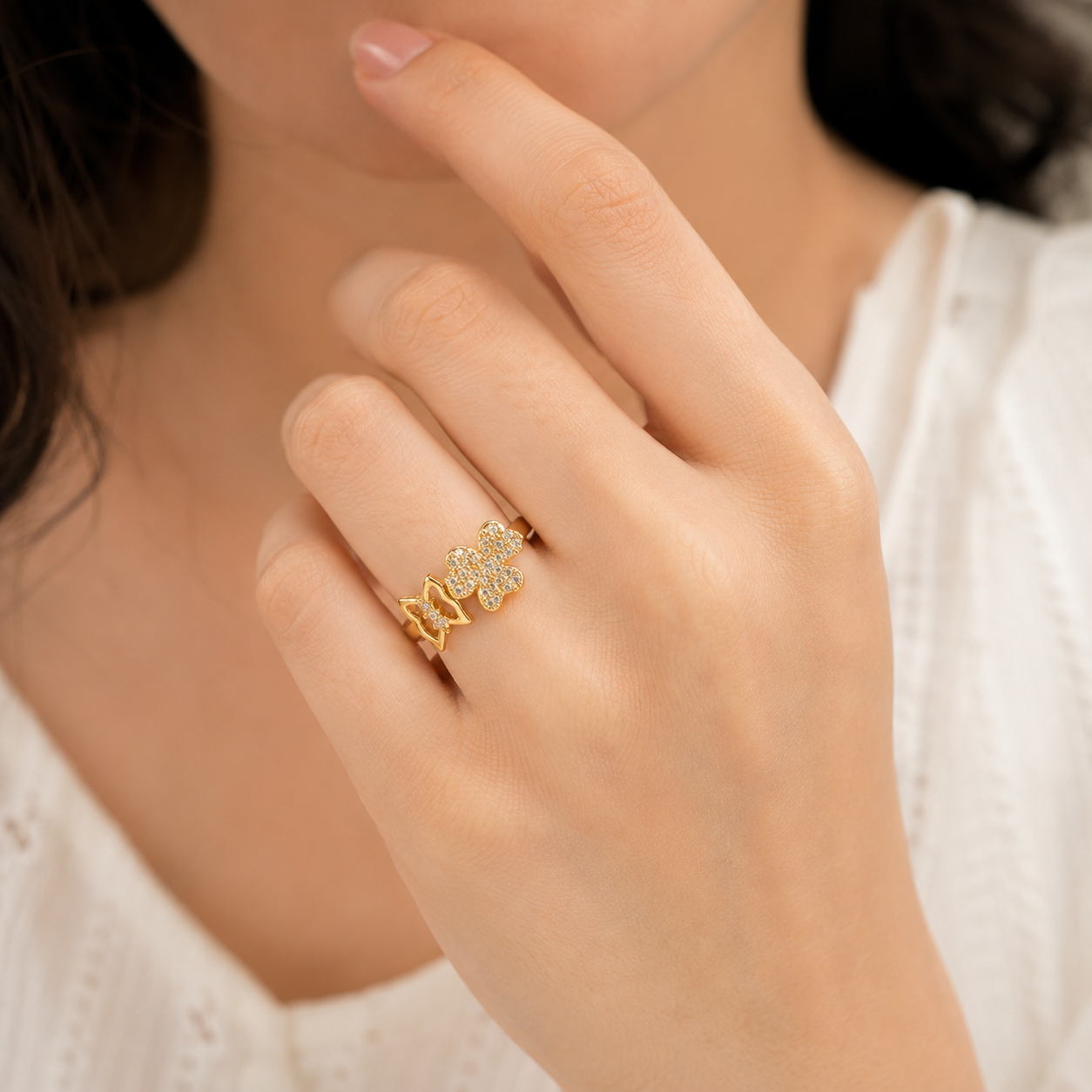 Butterfly Diamond Adjustable Ring