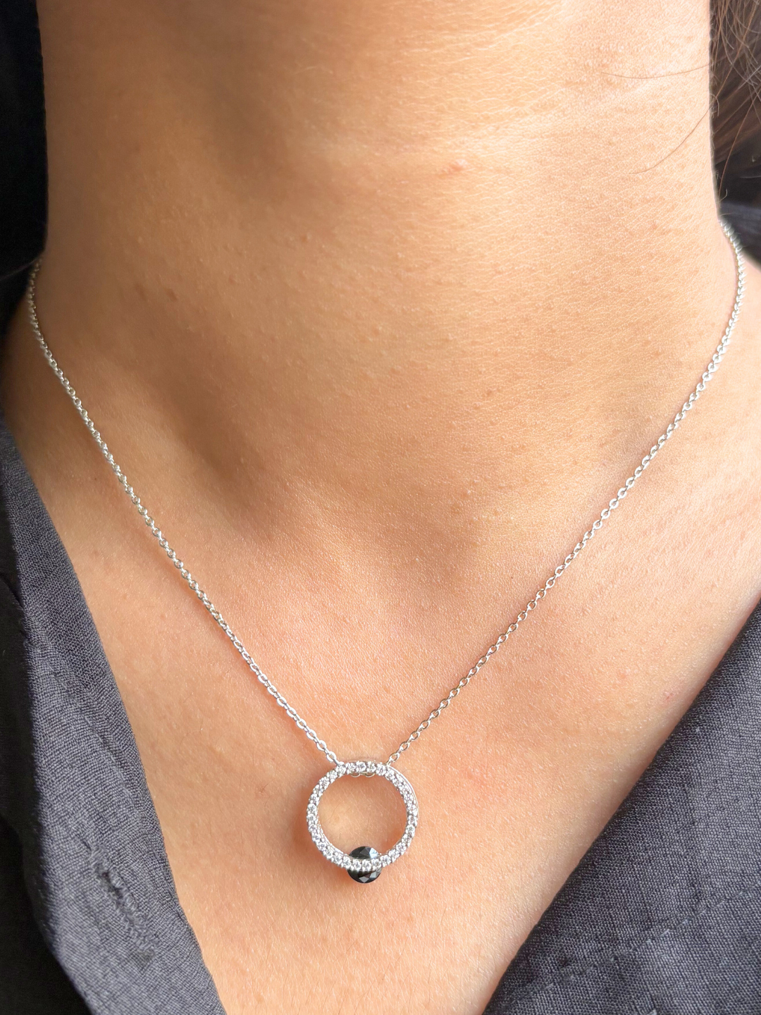 Black Diamond Studded Sphere Necklace