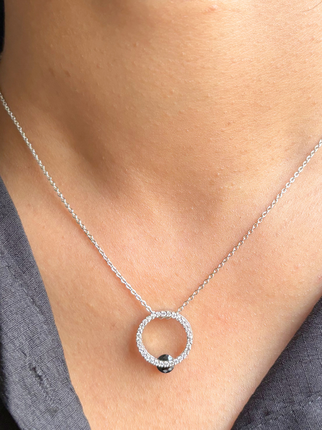 Black Diamond Studded Sphere Necklace