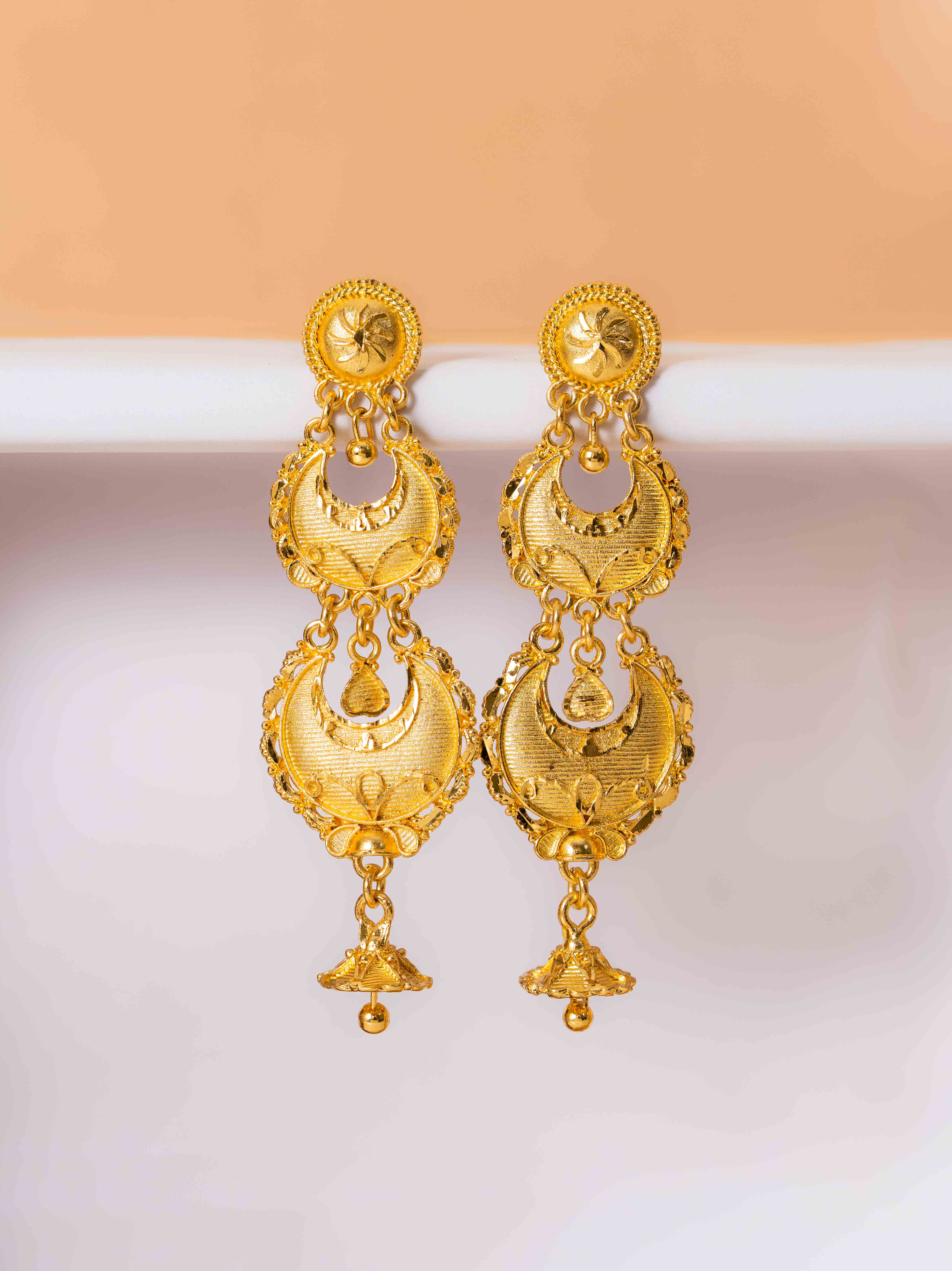 Gaurika Long Gold Earrings