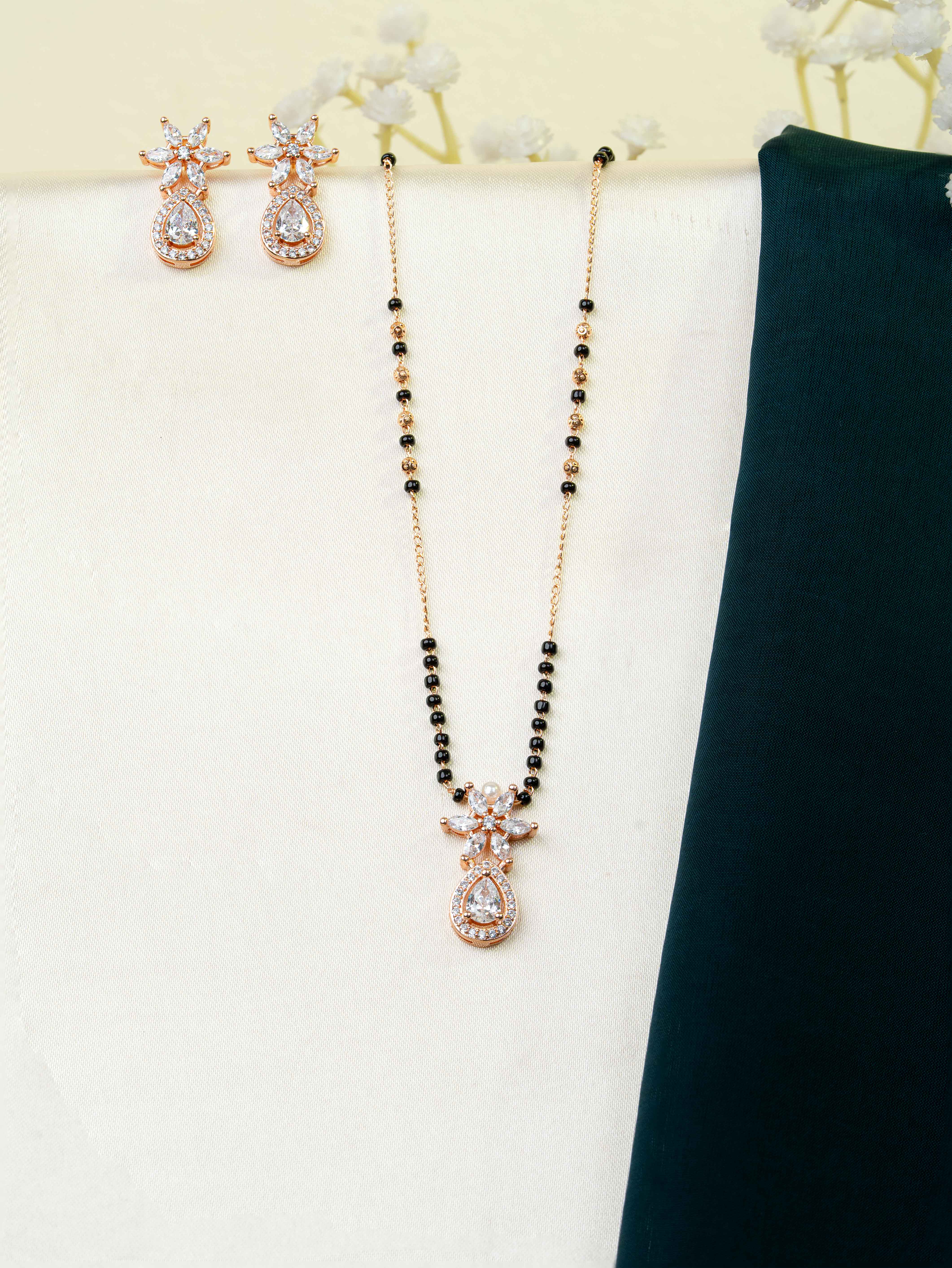 Ahana White Mangalsutra with Earrings