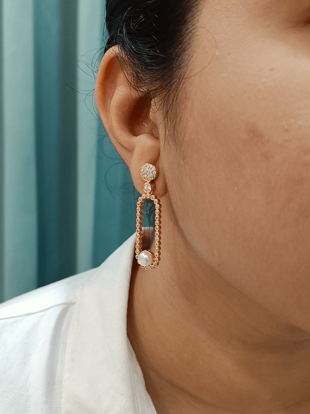Pearl Embellished Dangle Studs - Zerakijewels
