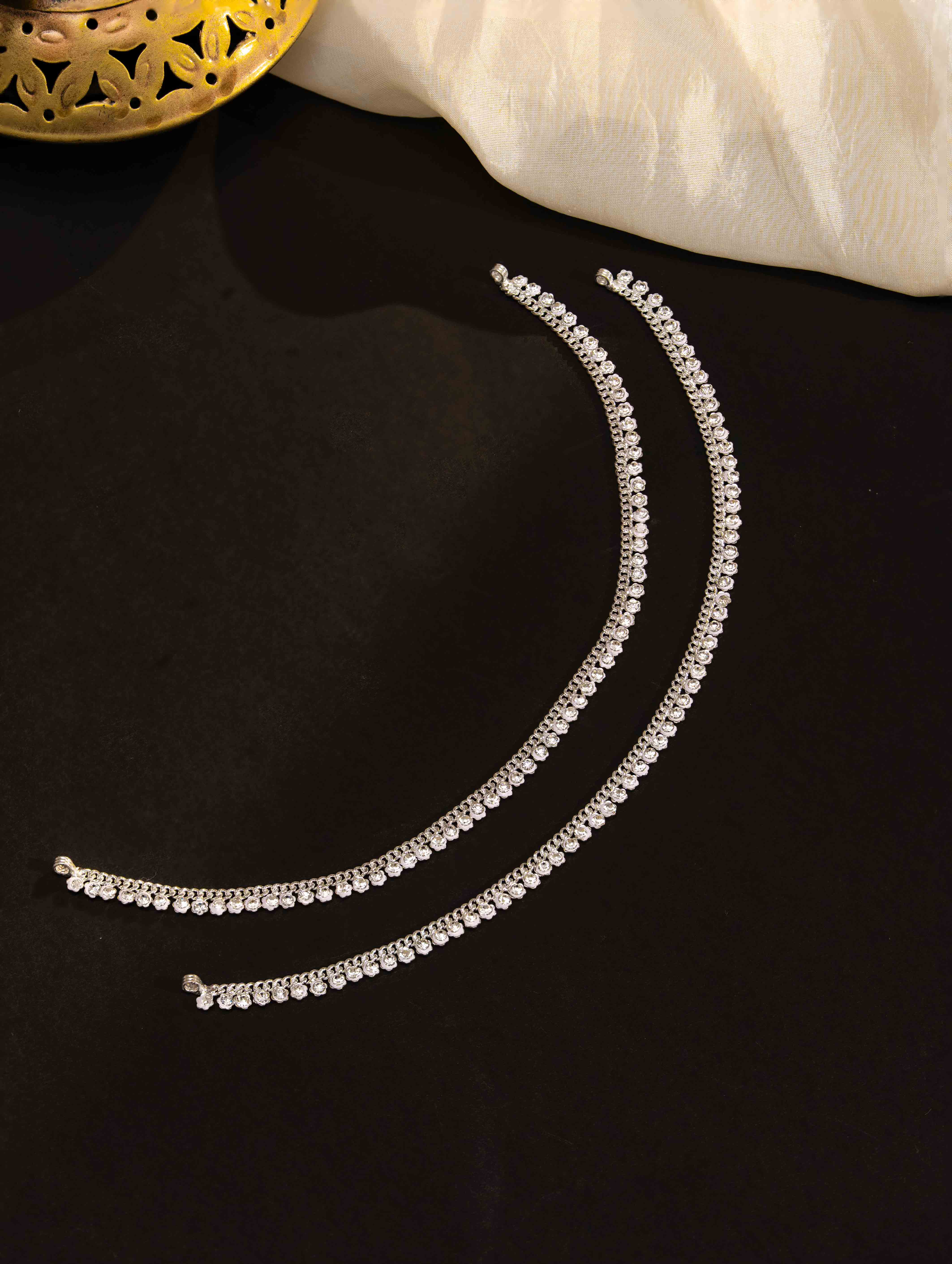 Jasper Silver Payal (set of 2)