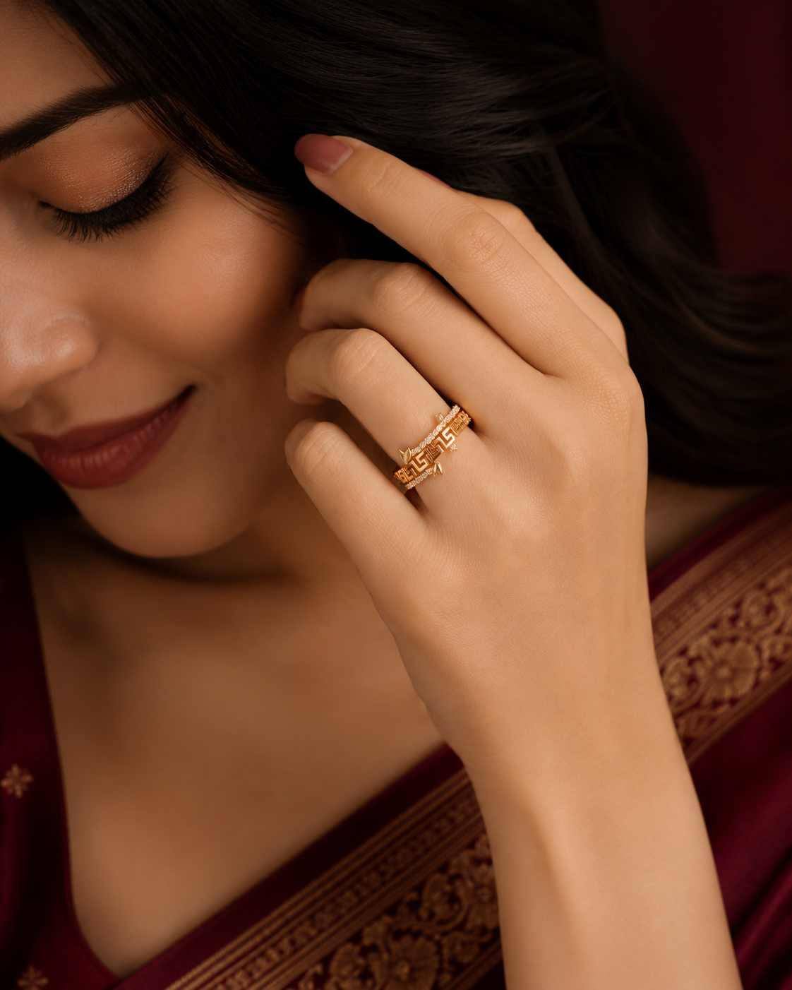 Crimson Orbit Adjustable Ring