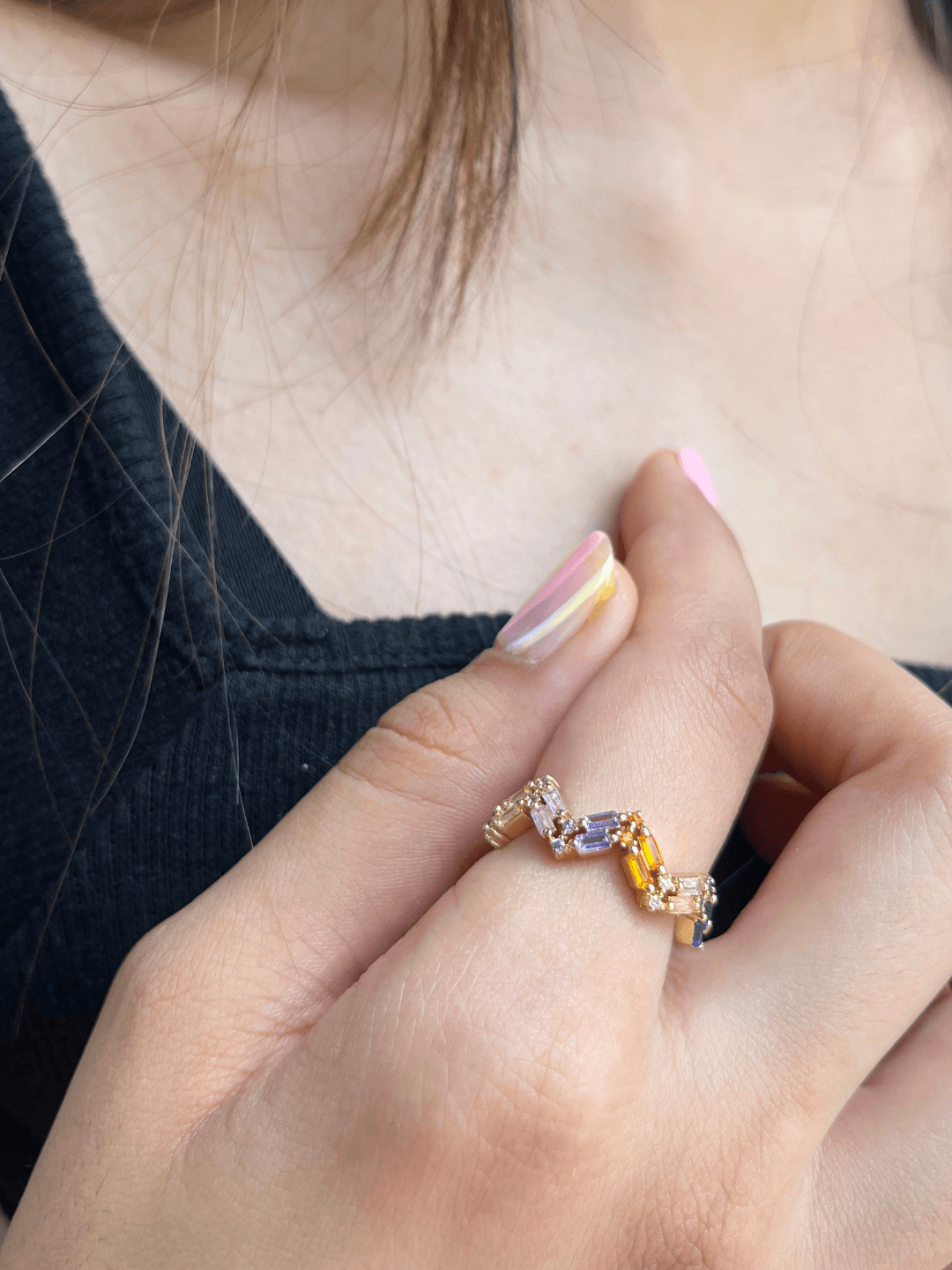 Chevron Adjustable Ring - Zeraki Jewels