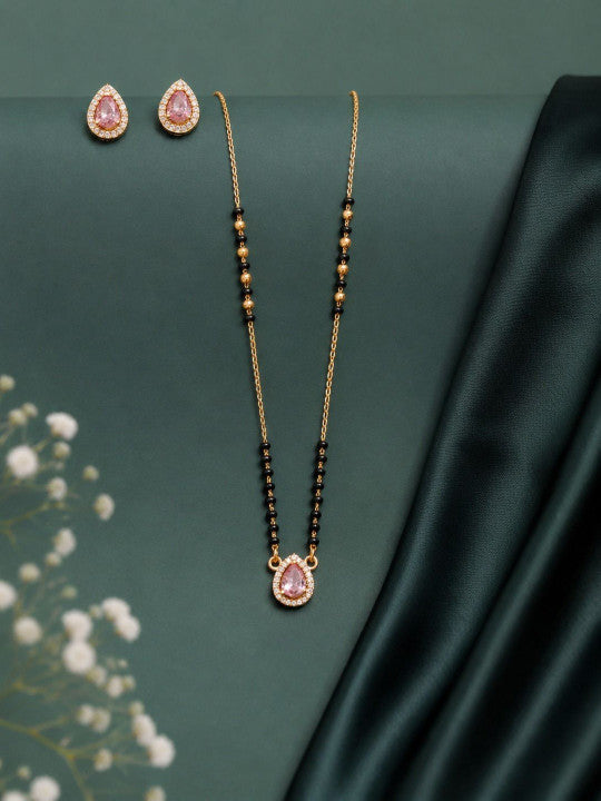 Nayra Pink Mangalsutra with Earrings
