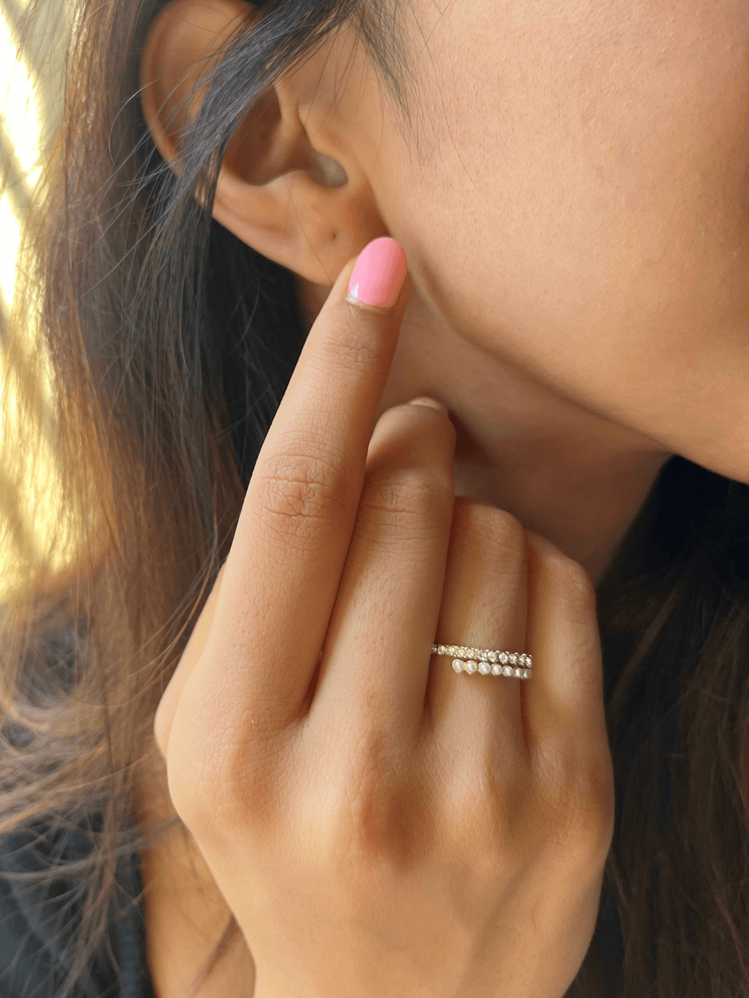Diamond and Bead Celestial Adjustable Ring - Zerakijewels