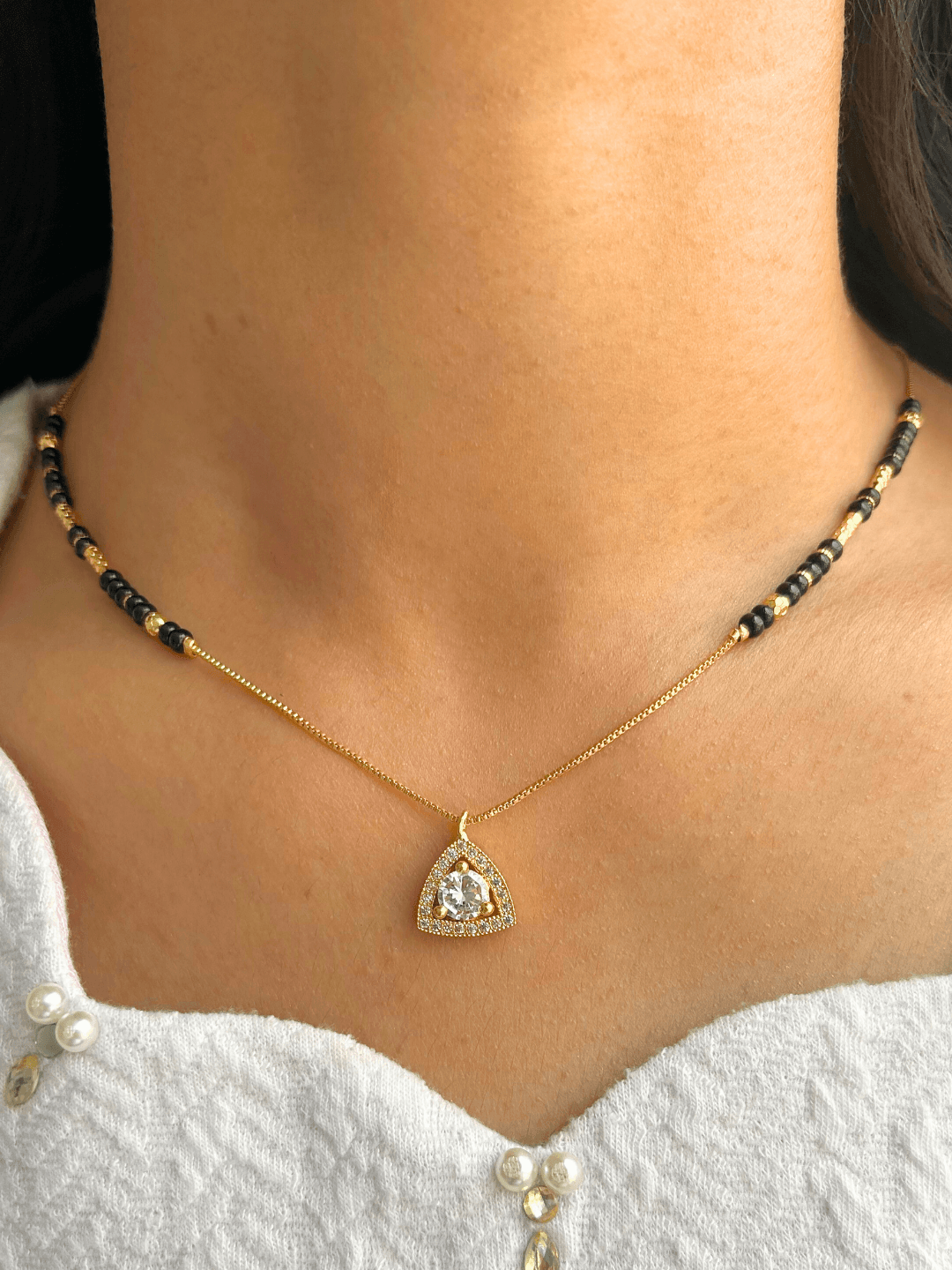 Gold plated short mangalsutra deals