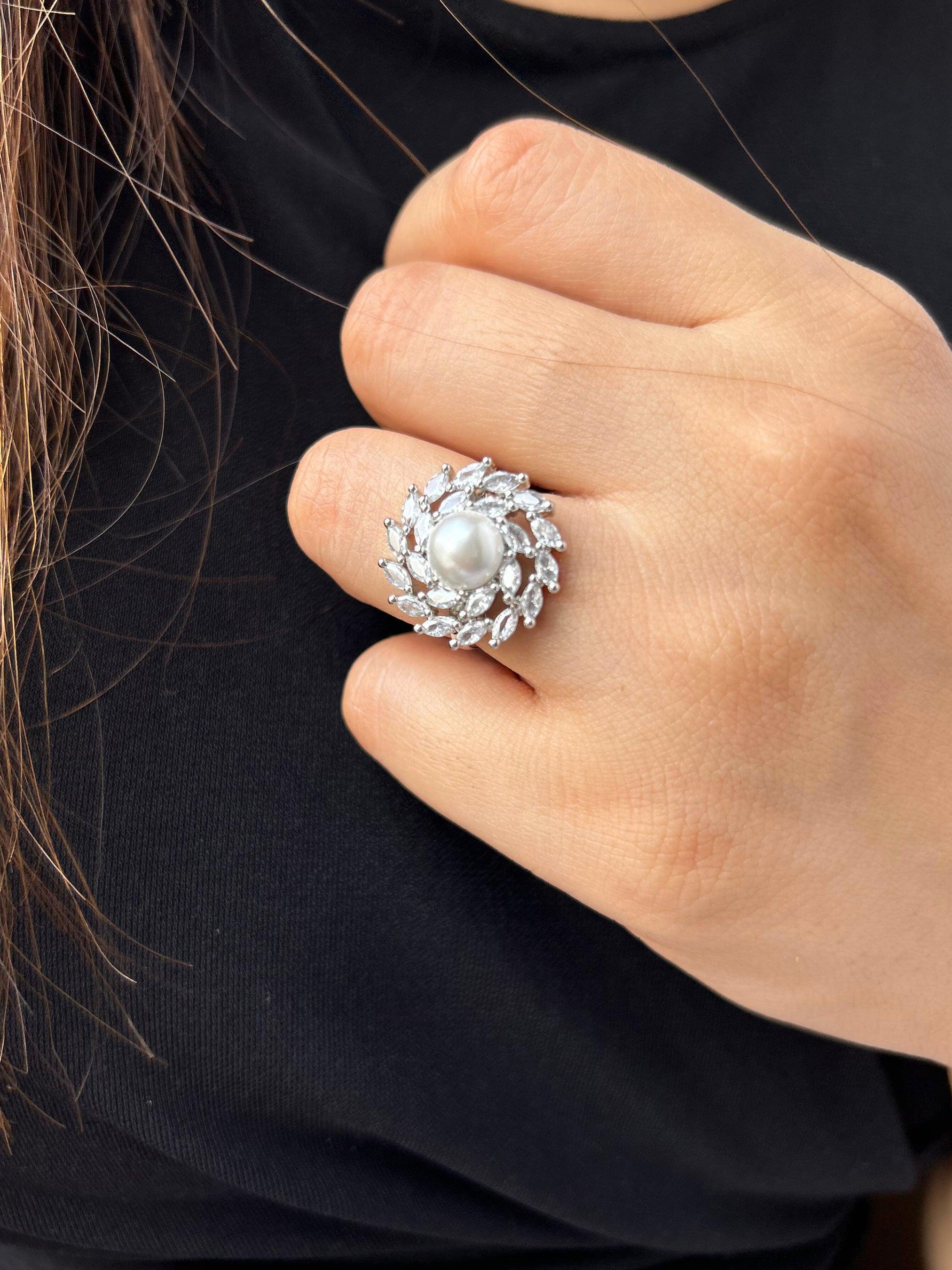 Hazel Pearl Adjustable Ring - Zerakijewels