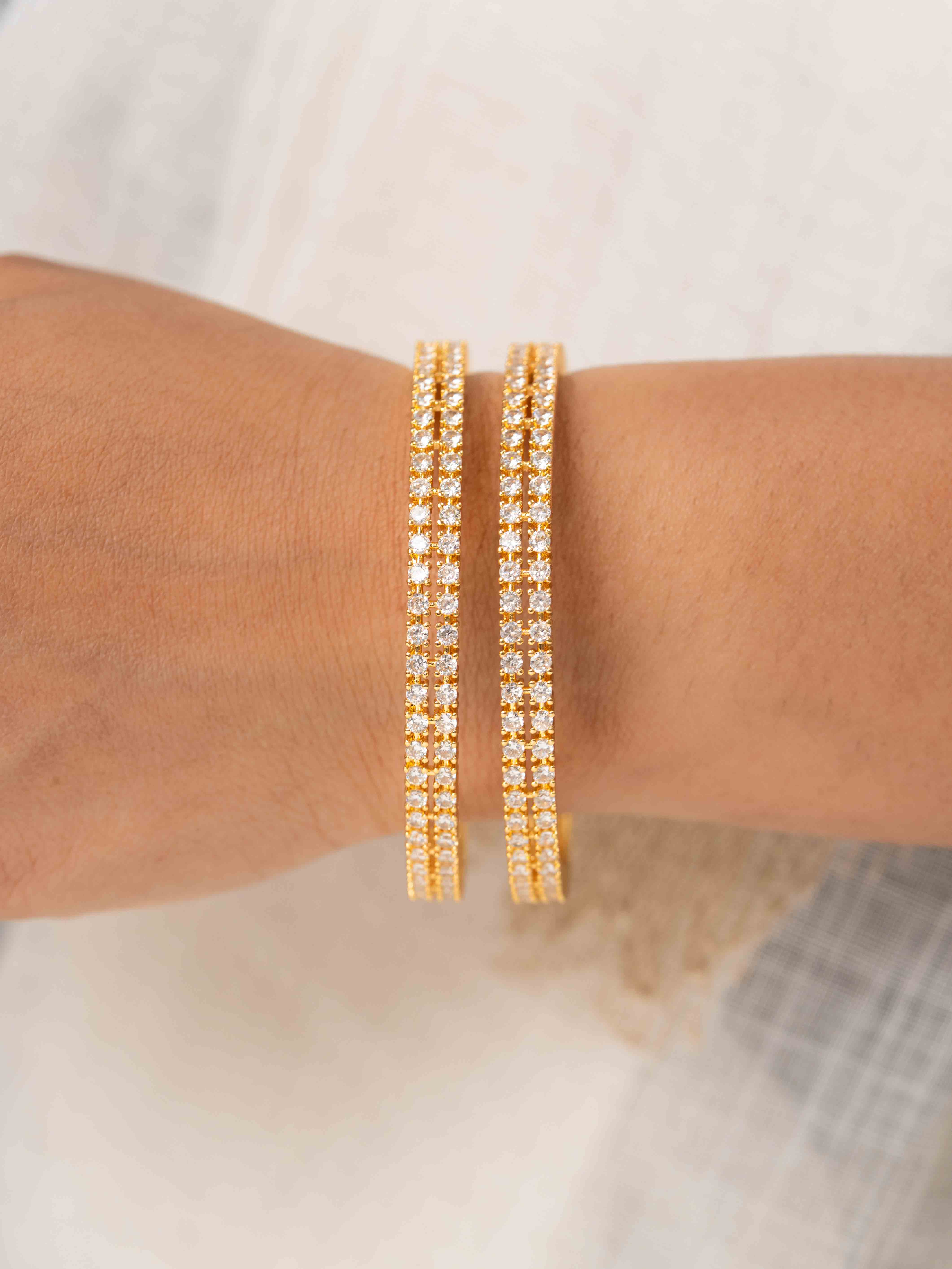 Diamond Studded Bangle (Set Of 2)