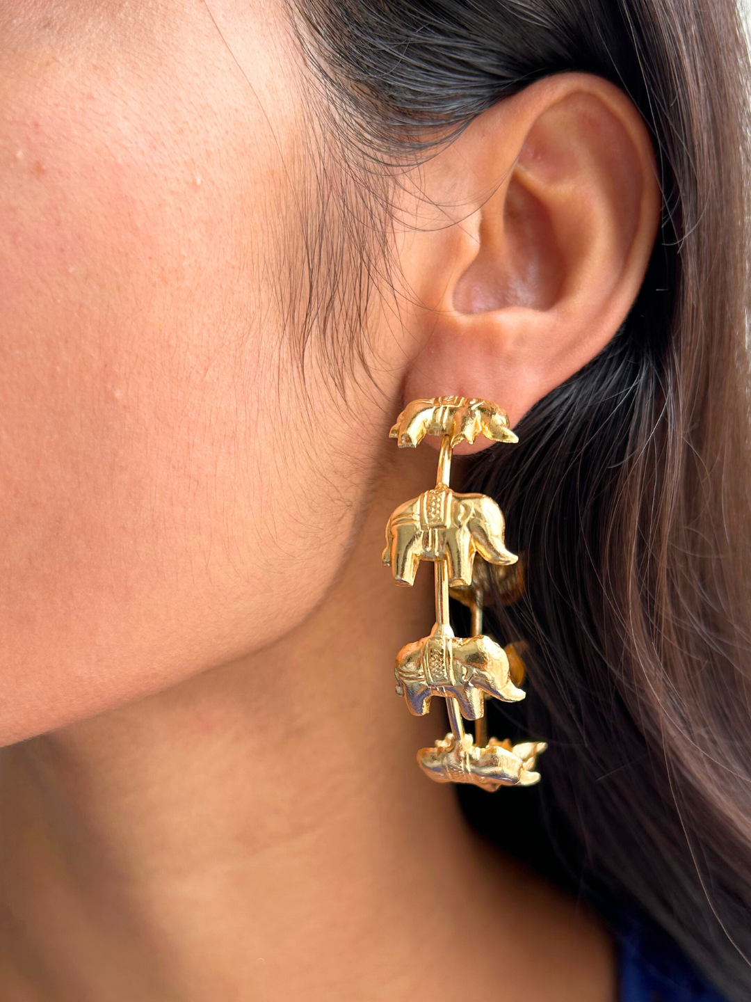 Elephant Designer Gold Plated Earrings