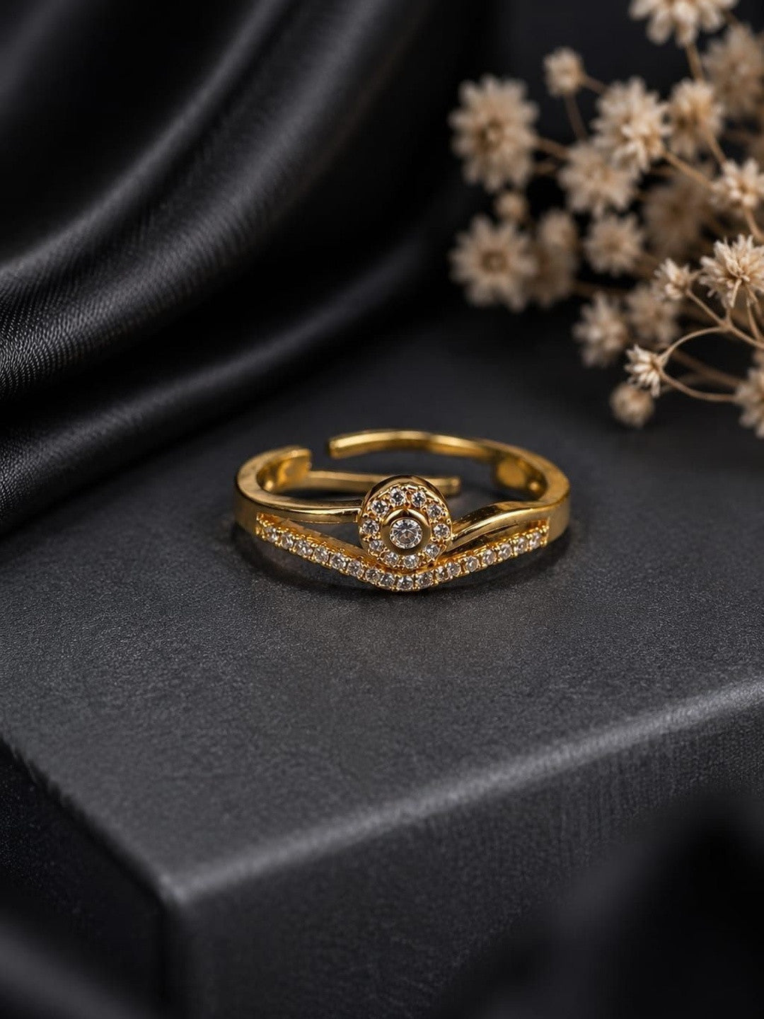 Crystal Swan Adjustable Ring