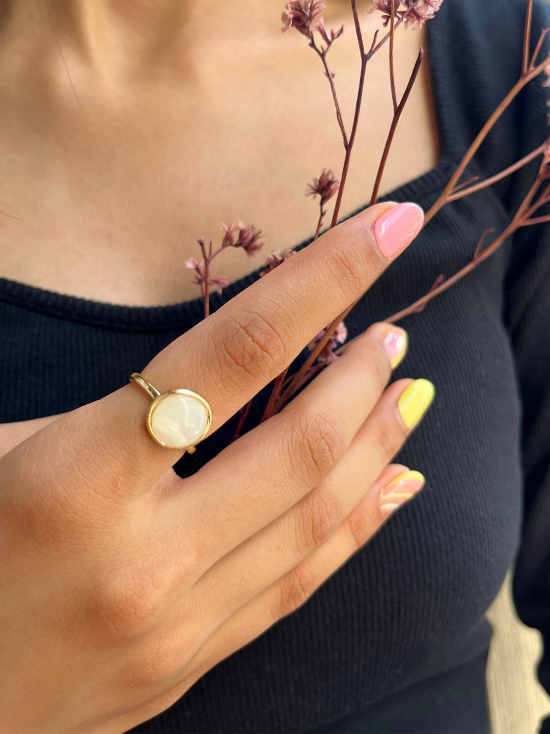 Lunar Pearl Adjustable Ring - Zerakijewels
