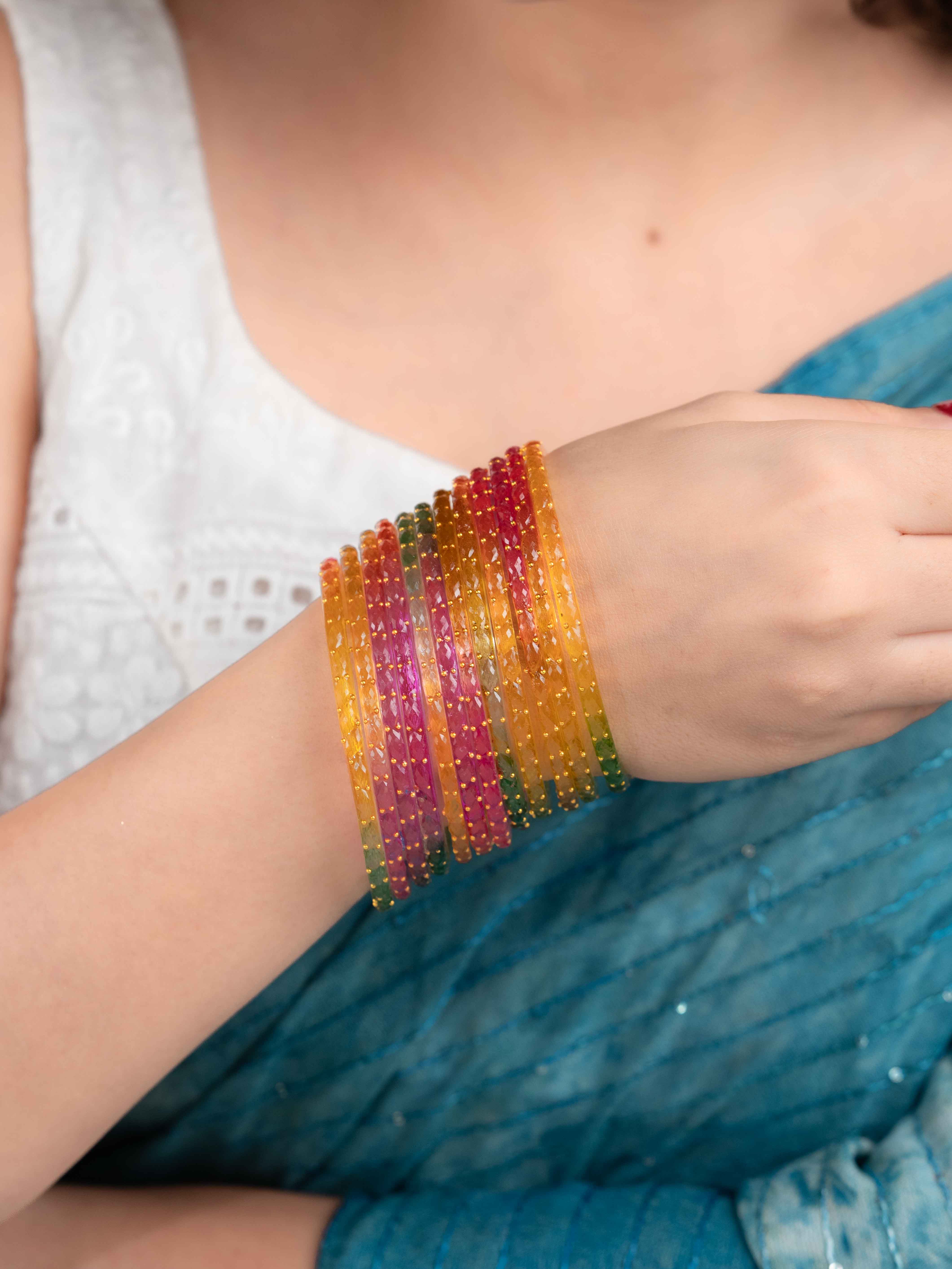 Satrangi Glass Bangle ( Set of 12)