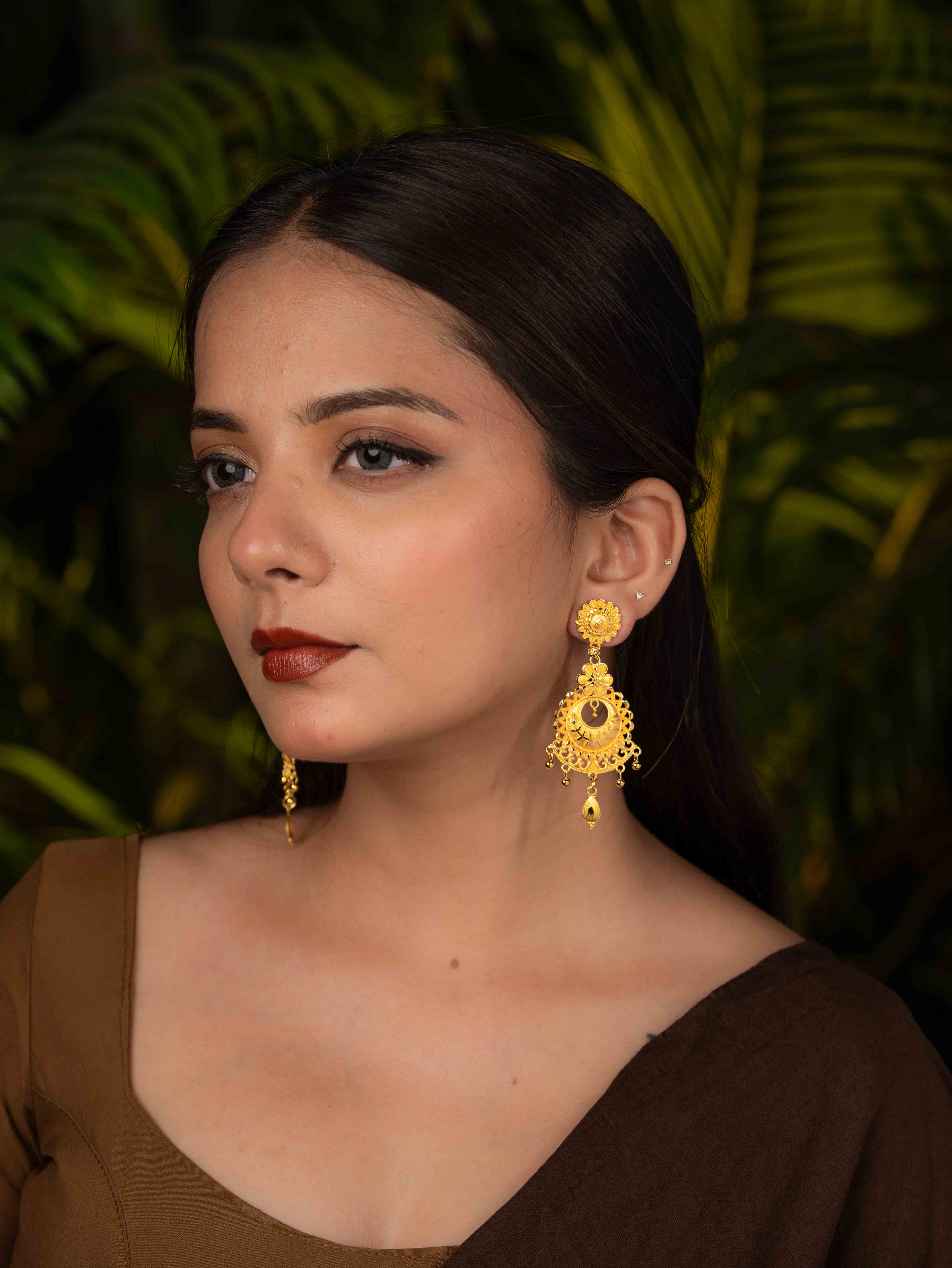 Kruti Long Gold Earrings