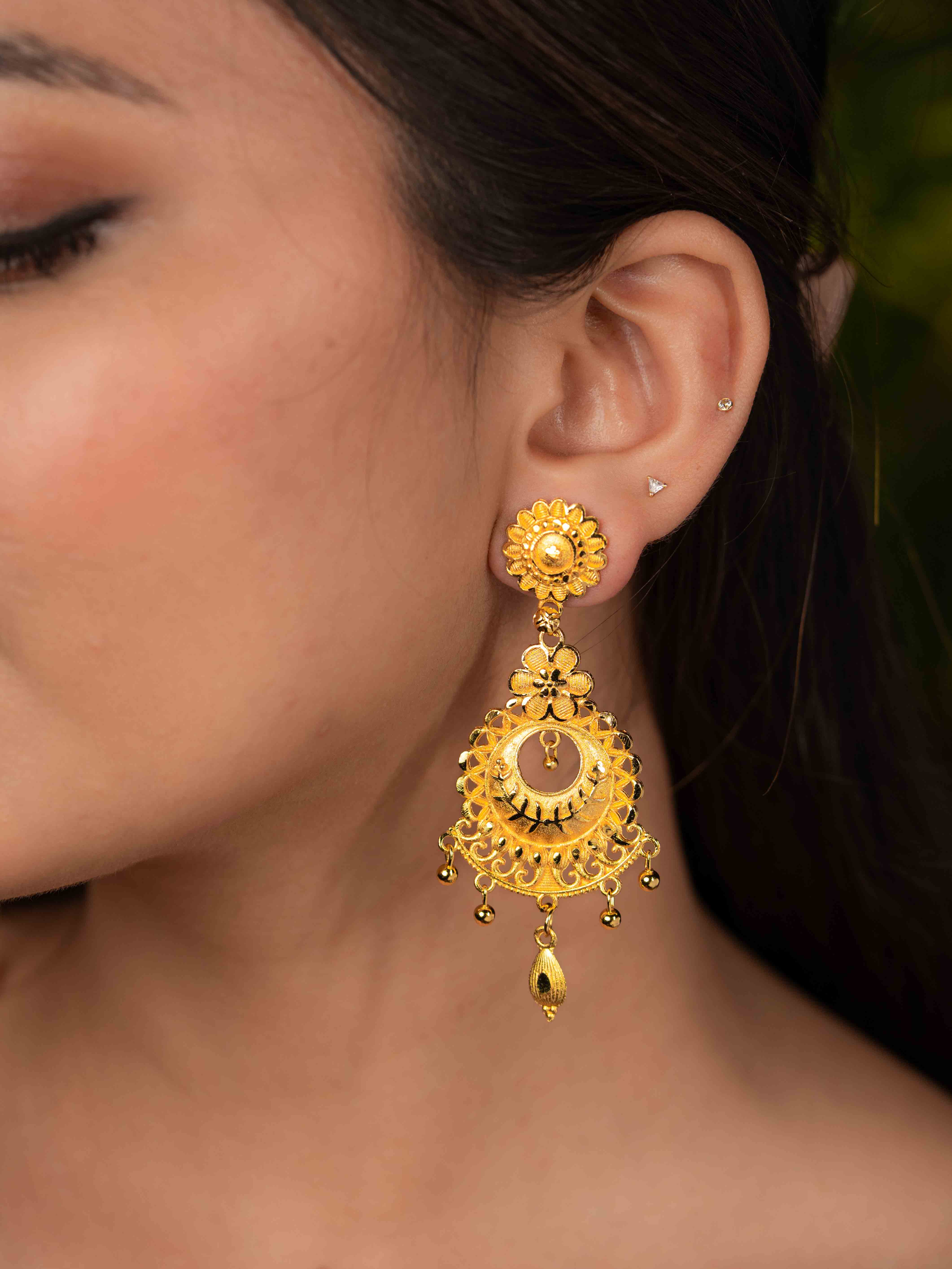 Kruti Long Gold Earrings