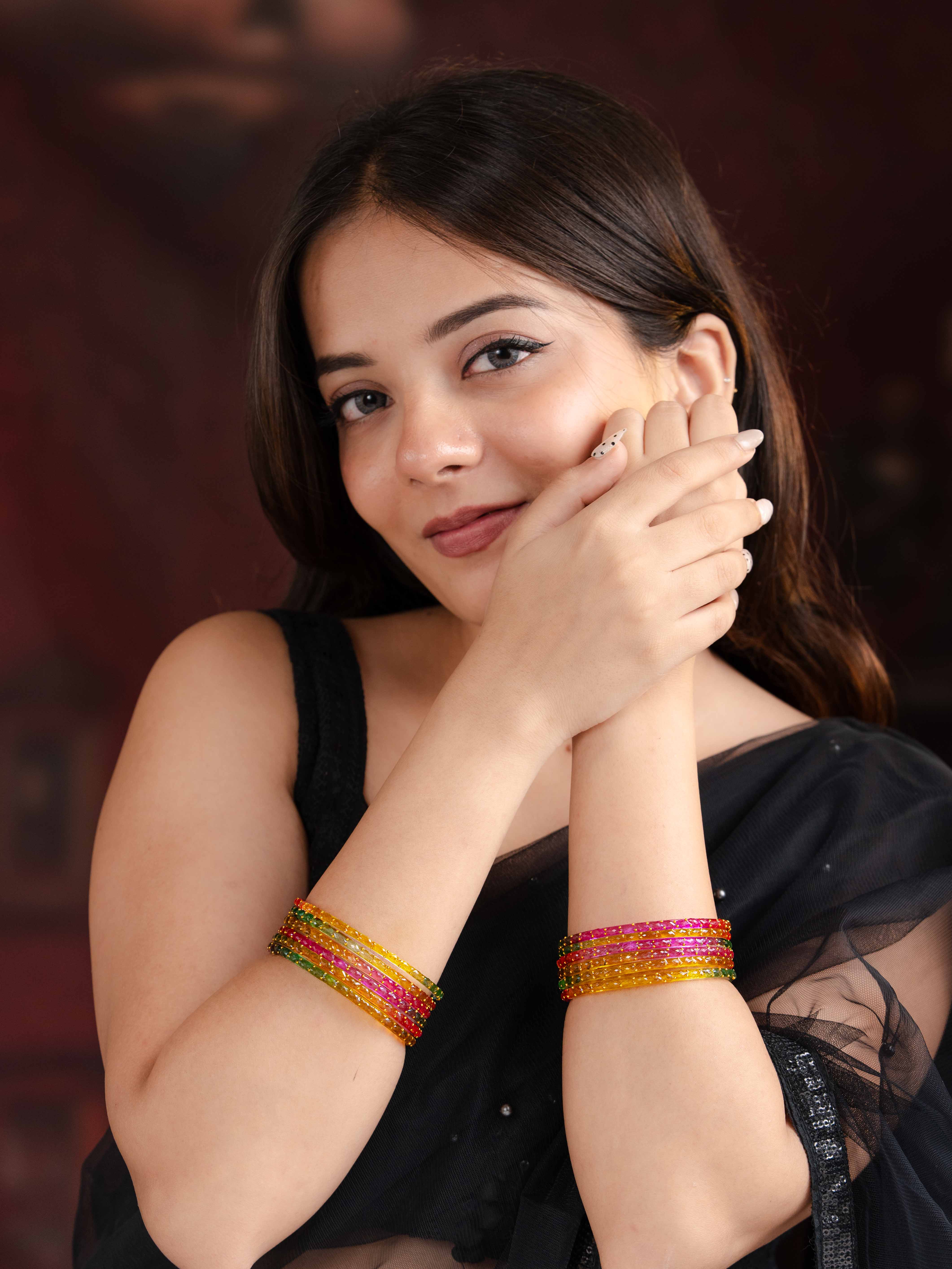 Satrangi Glass Bangle ( Set of 12)