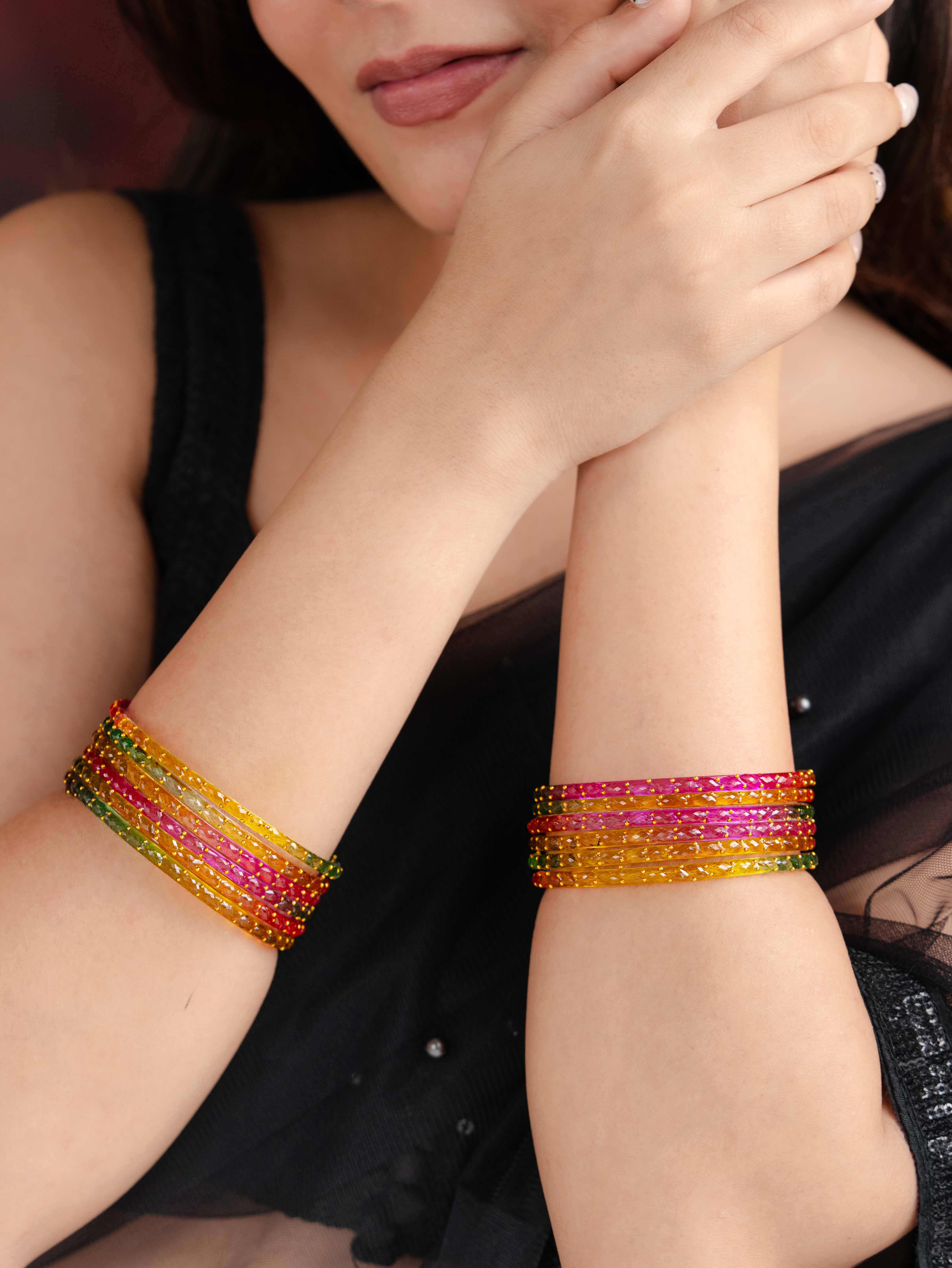 Satrangi Glass Bangle ( Set of 12)