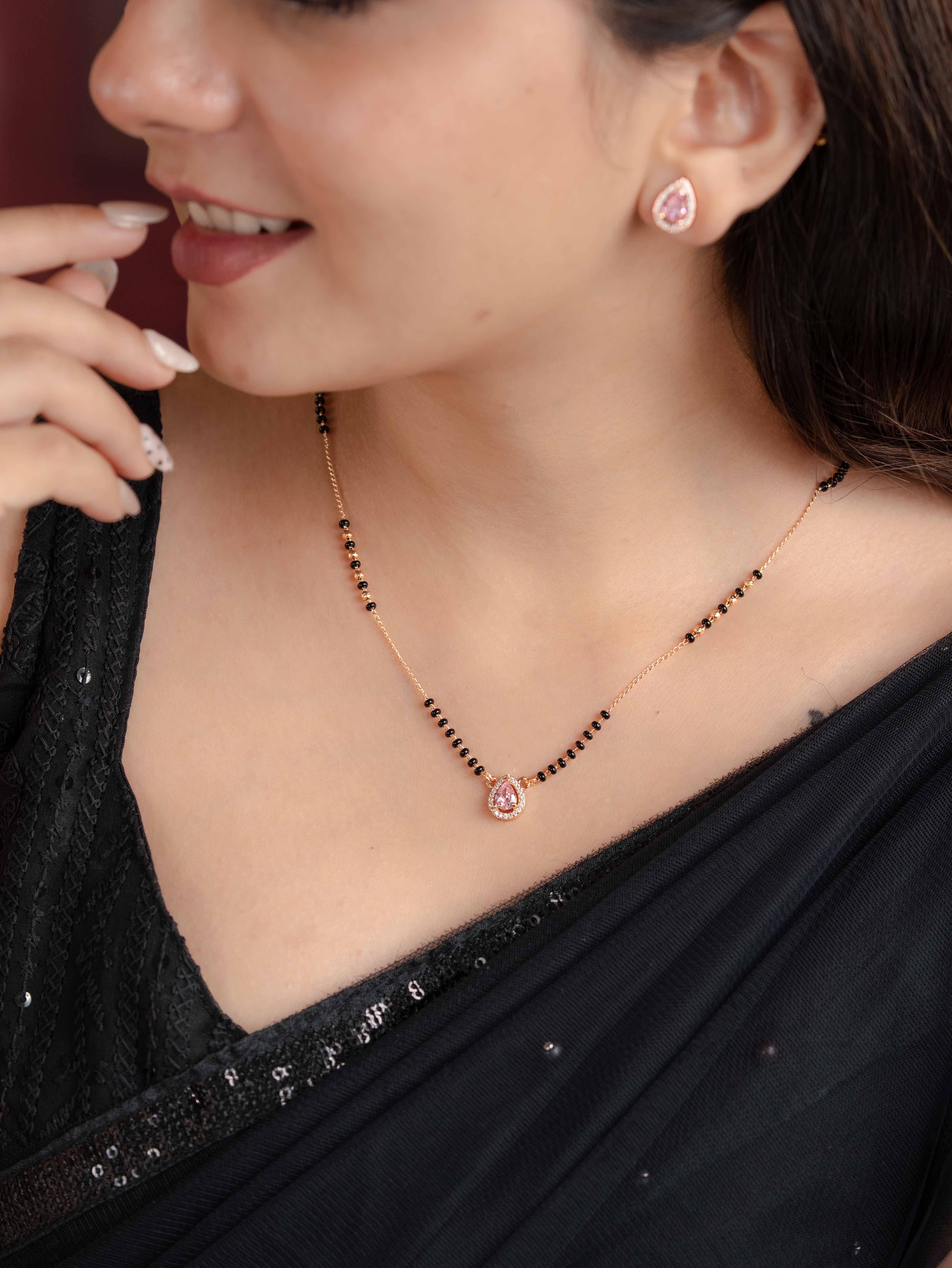 Nayra Pink Mangalsutra with Earrings