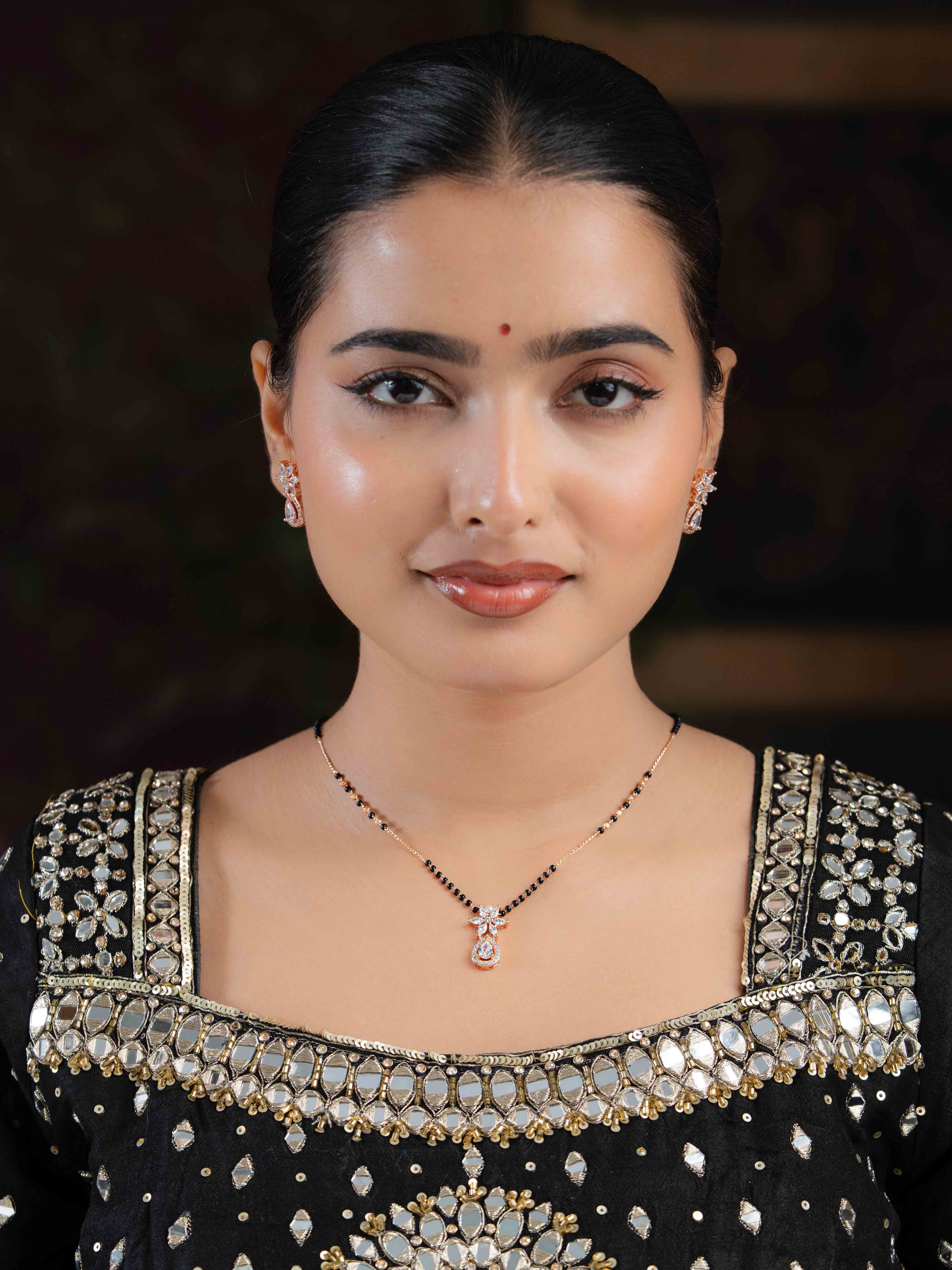 Ahana White Mangalsutra with Earrings