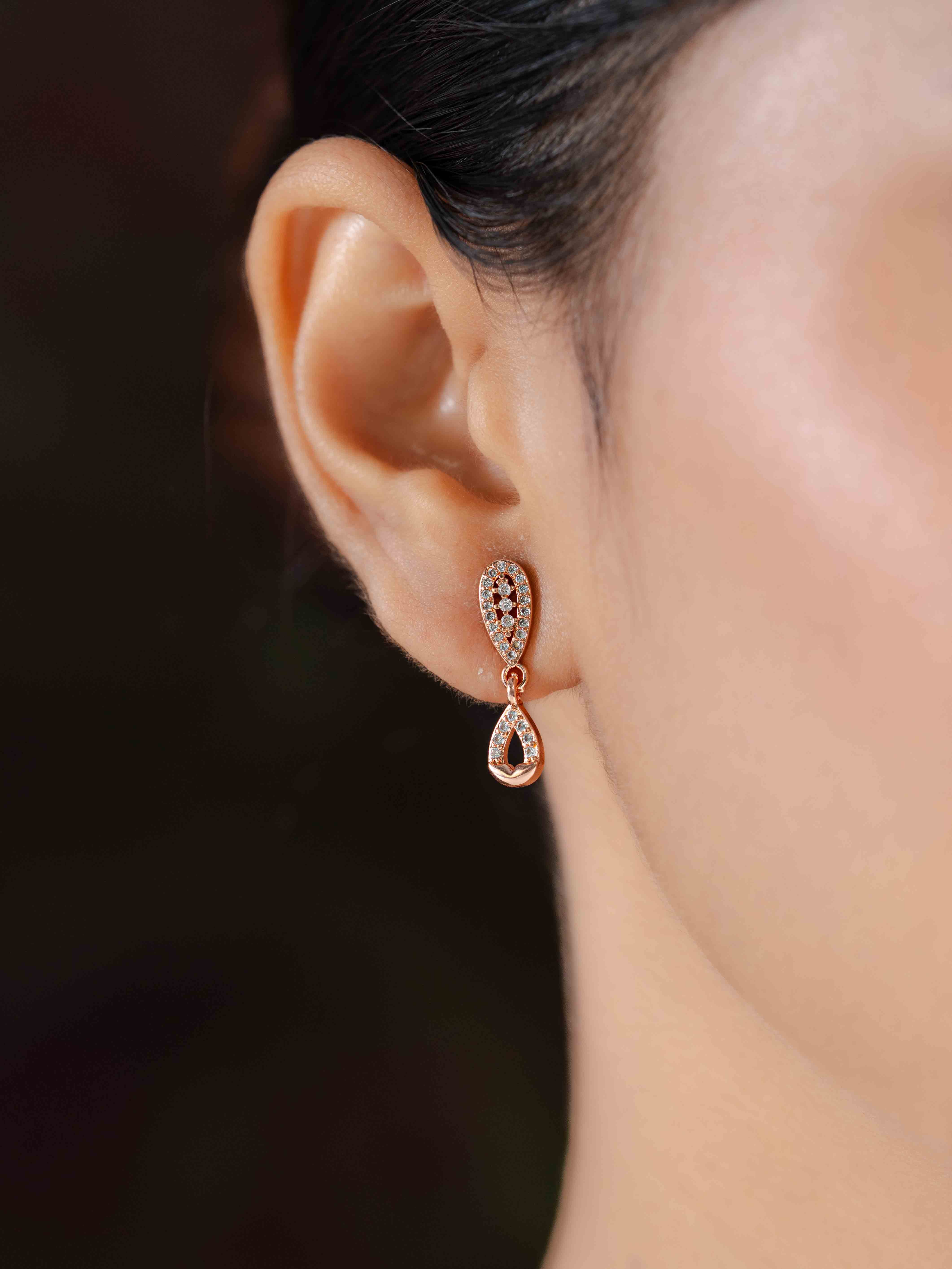 Kimaya Rose Gold Mangalsutra With Earrings