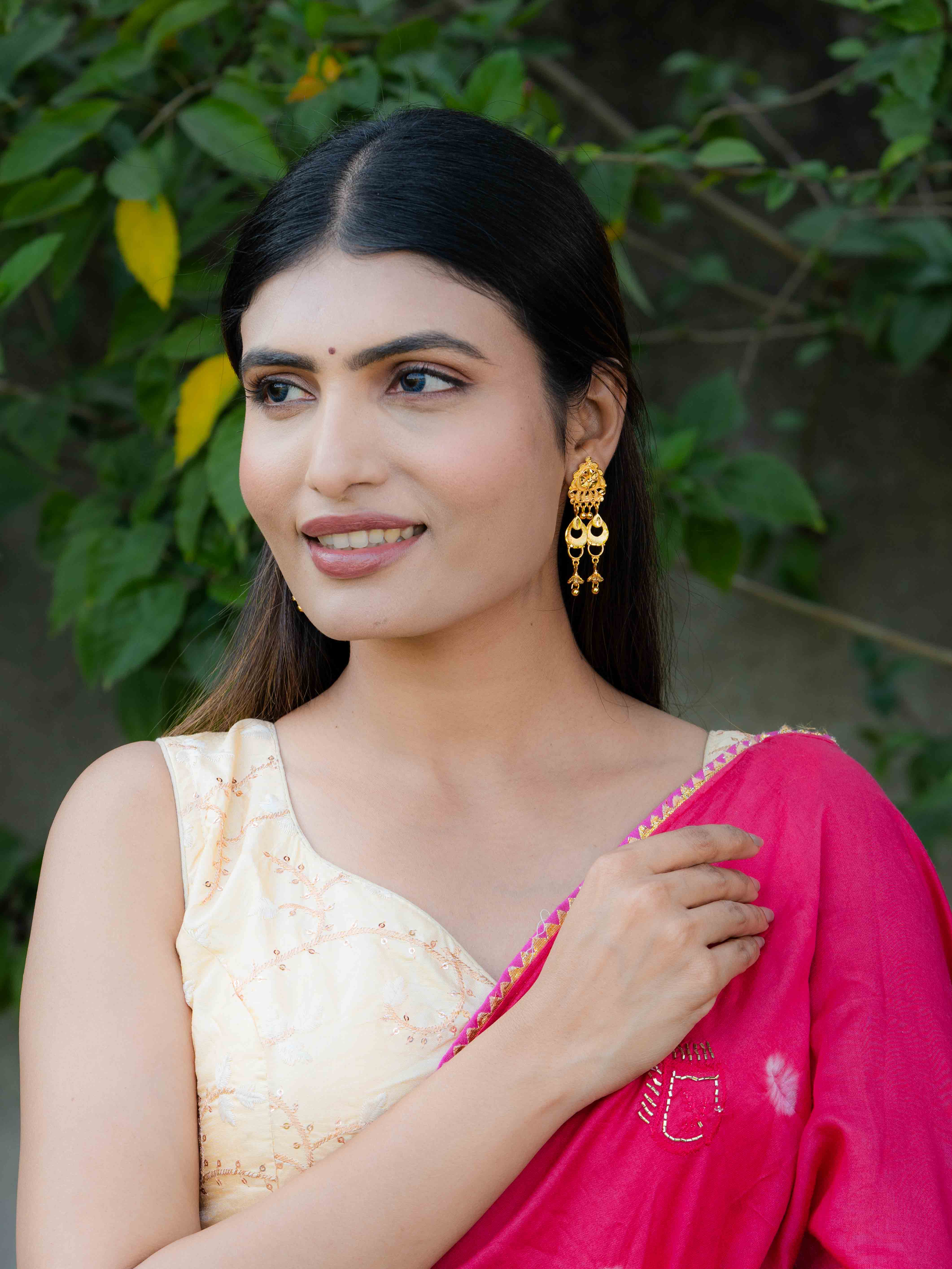 Rajeshwari Long Gold Earrings