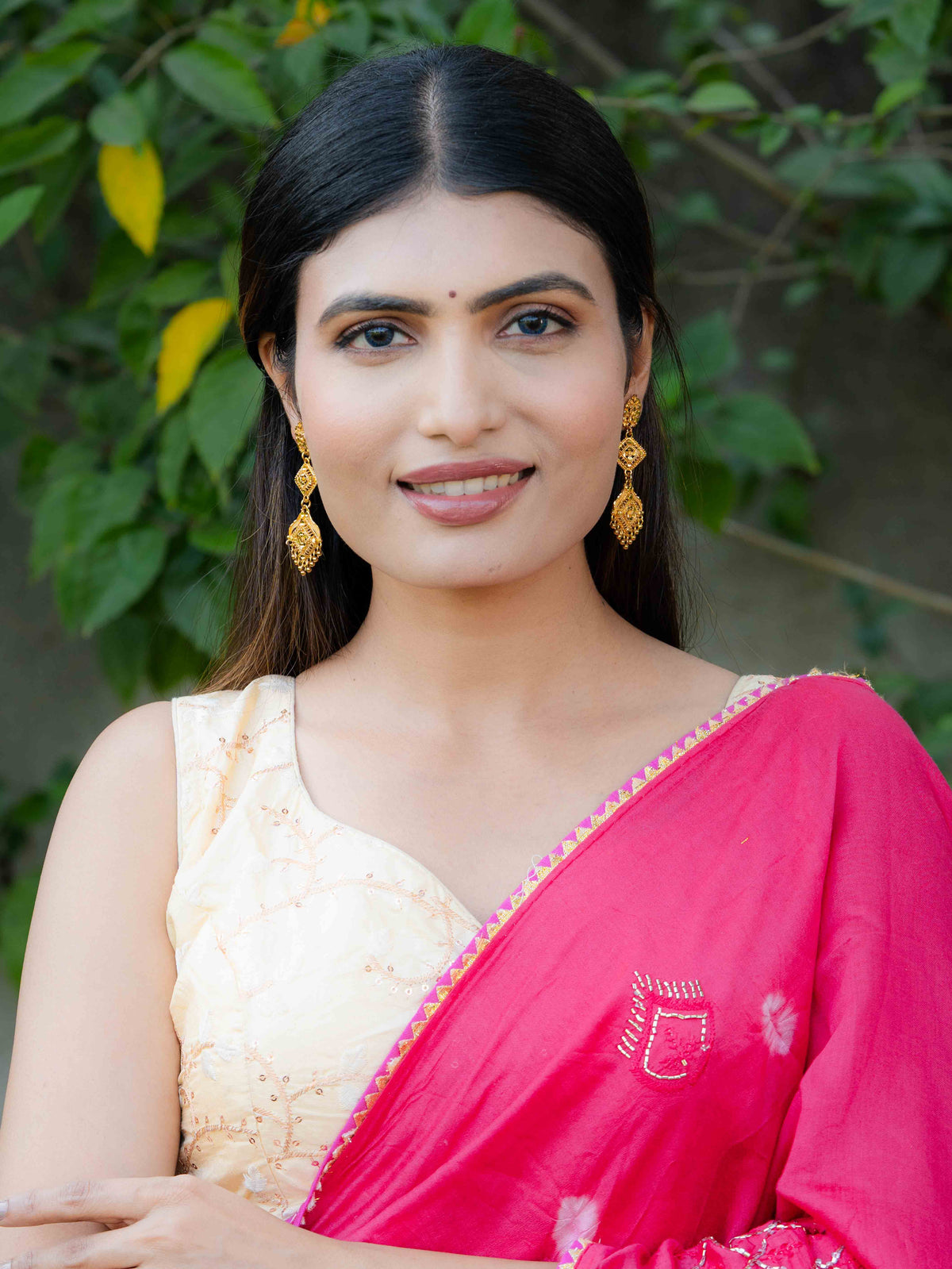 Yashasvi Long Gold Earrings