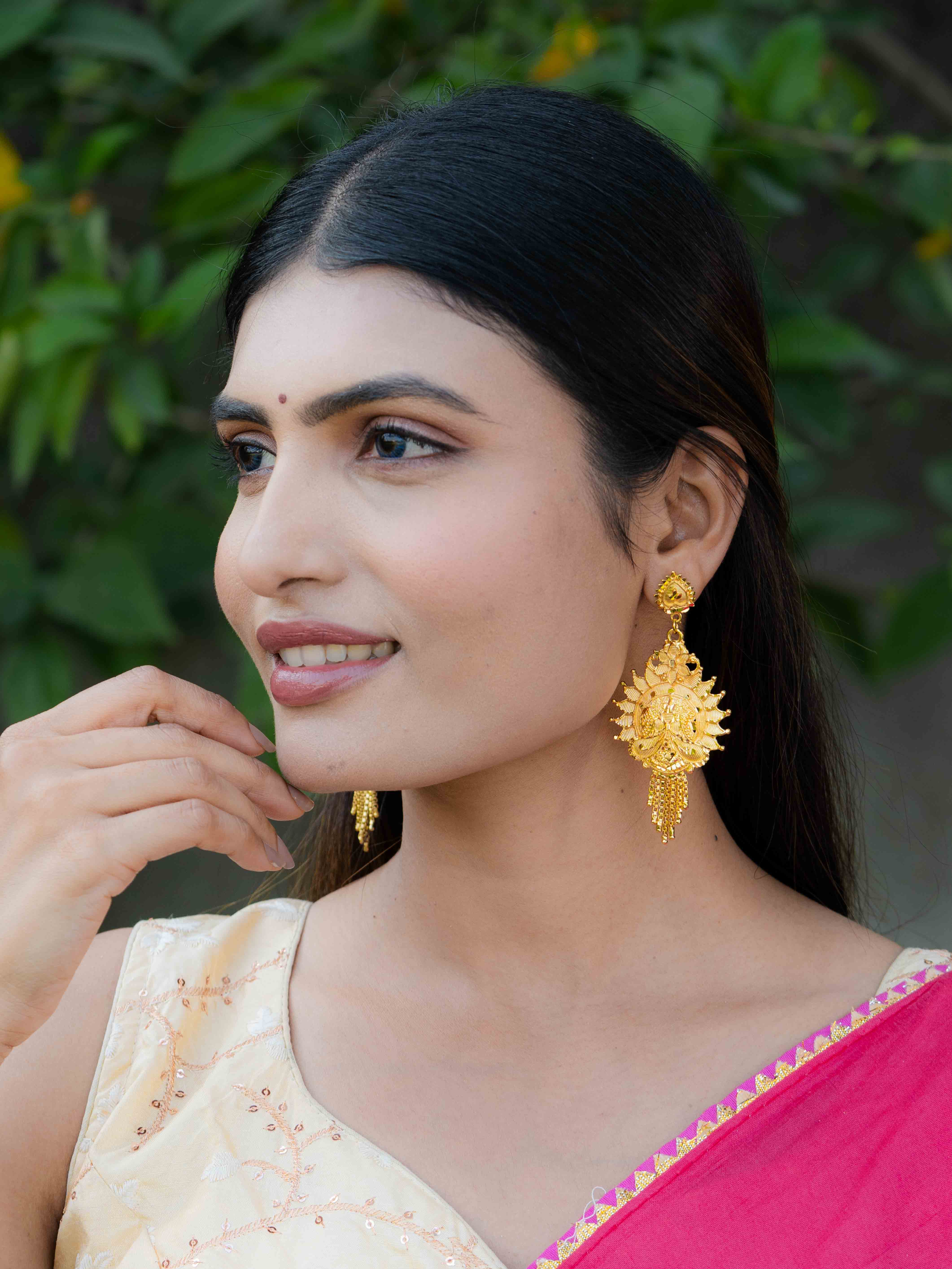Kamakshi Long Gold Earrings