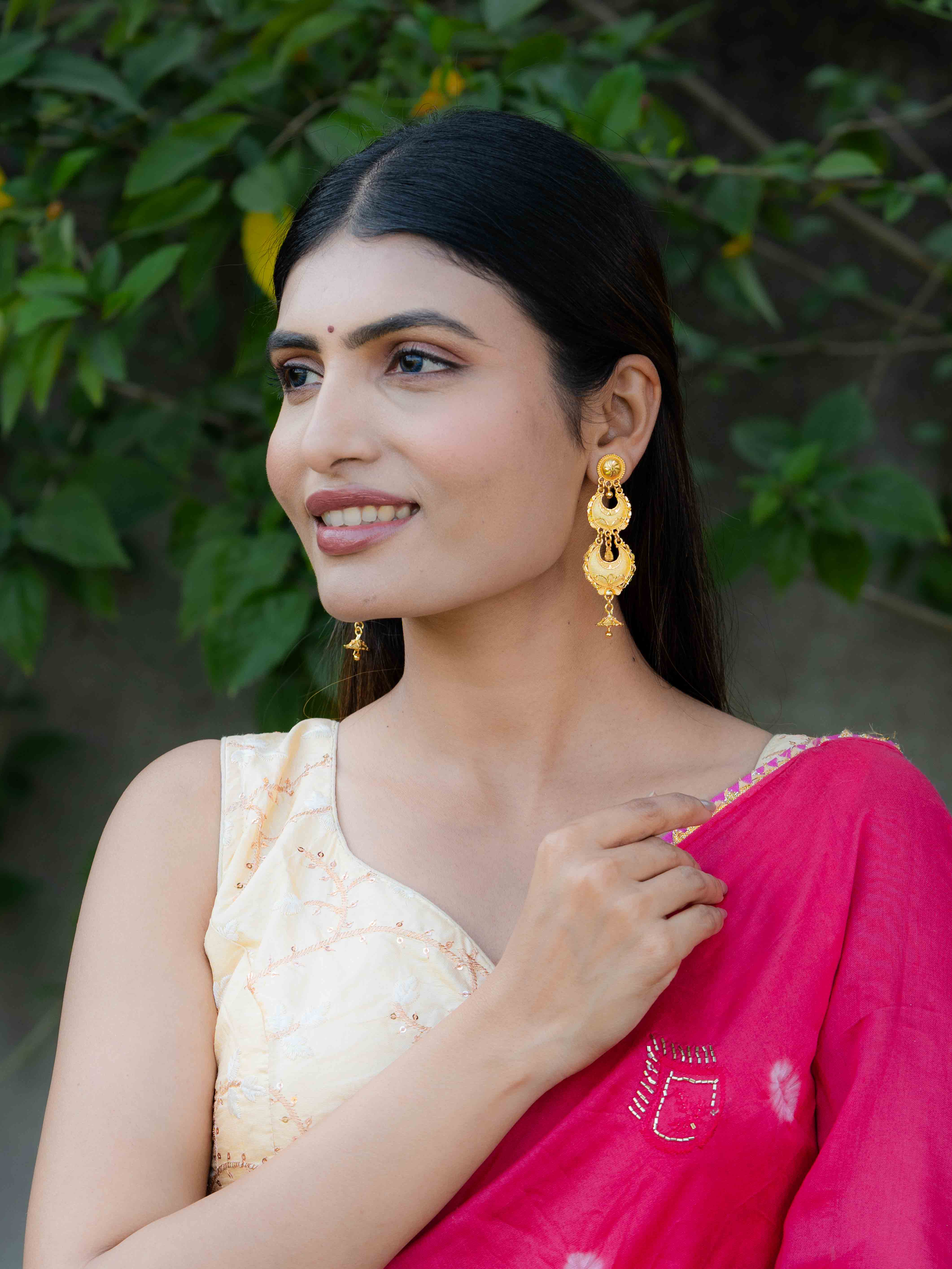 Gaurika Long Gold Earrings