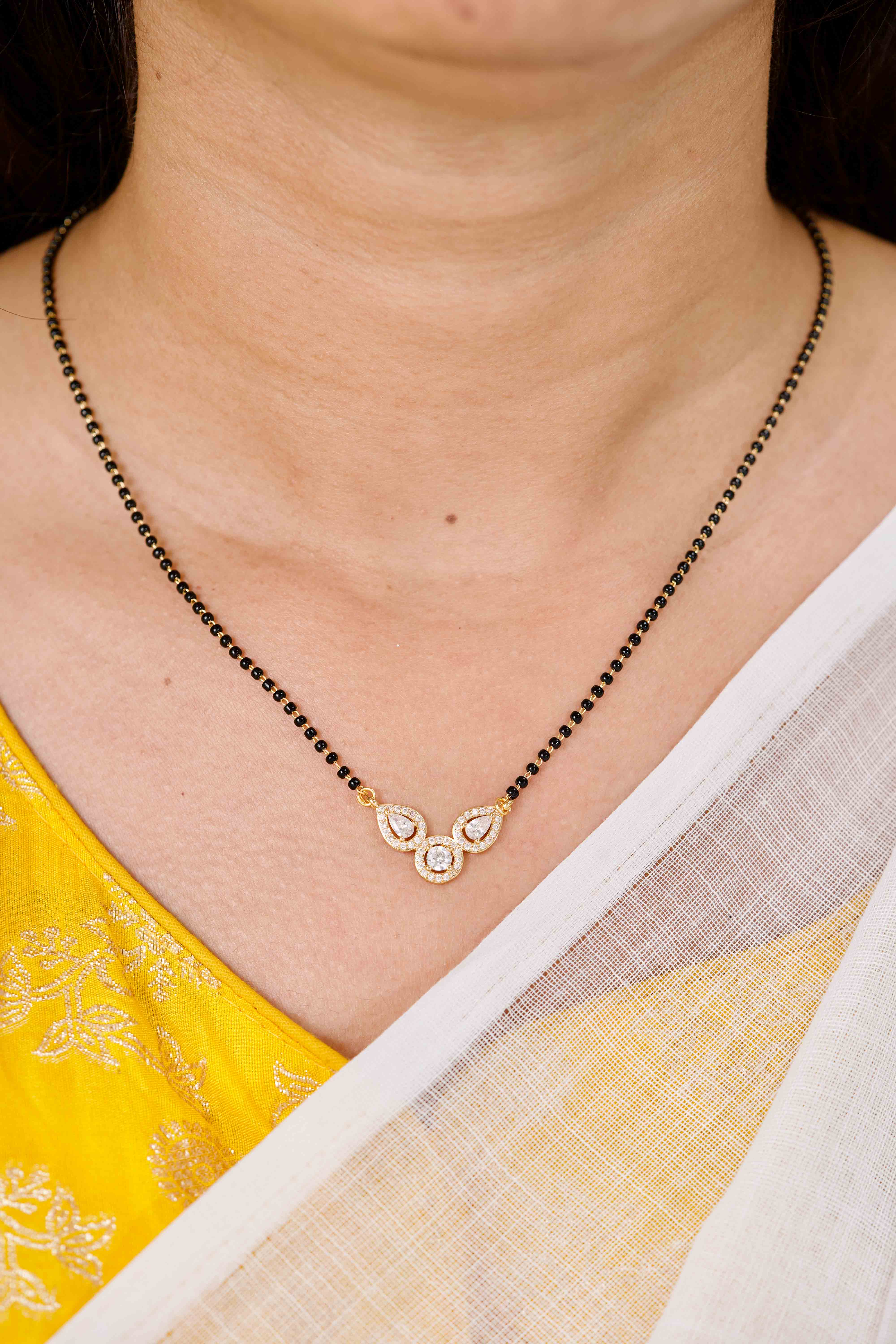 Mia Gold full Black Beads Mangalsutra