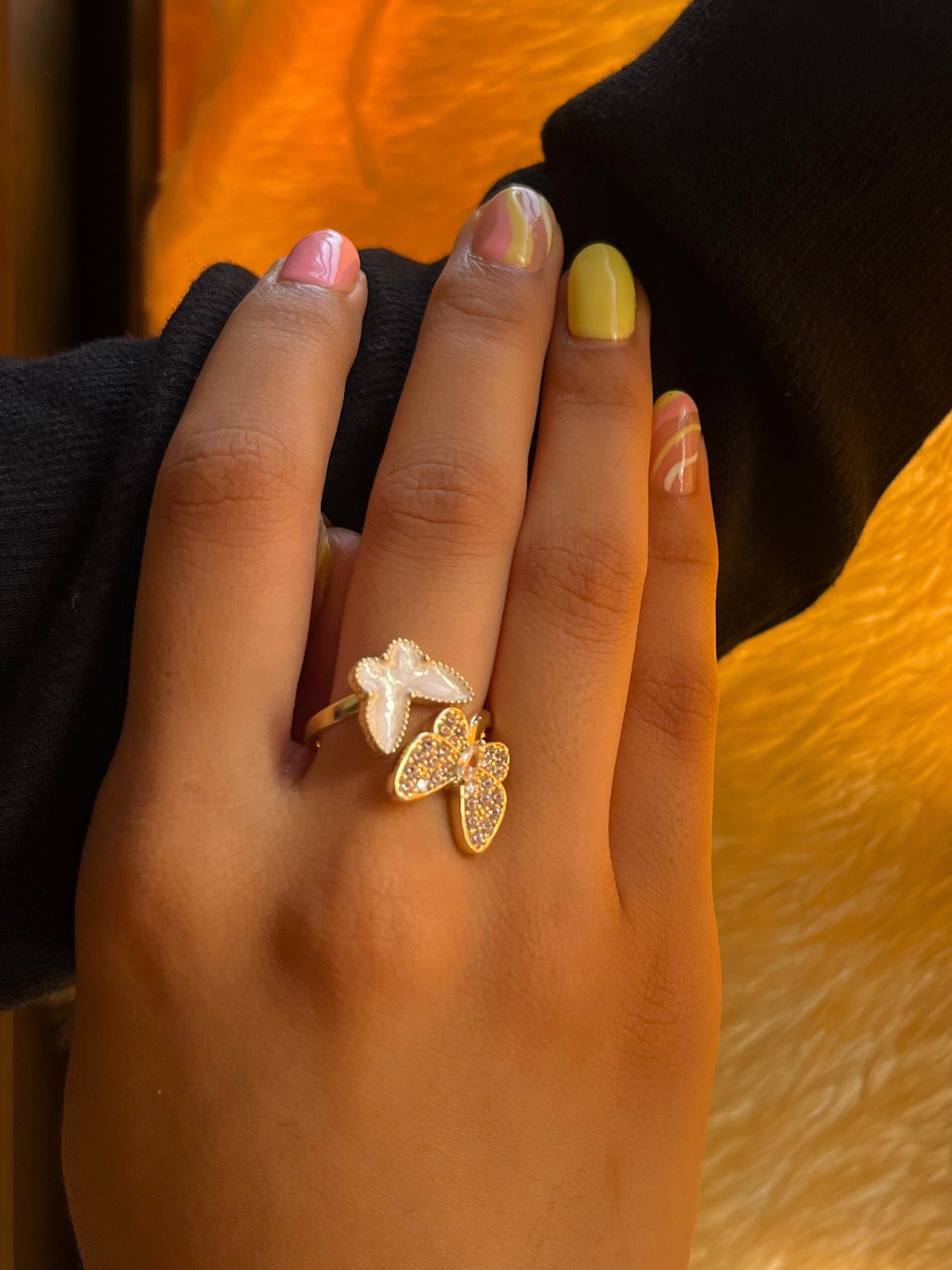 Monarch and Snowflake Butterfly Adjustable Ring - Zerakijewels