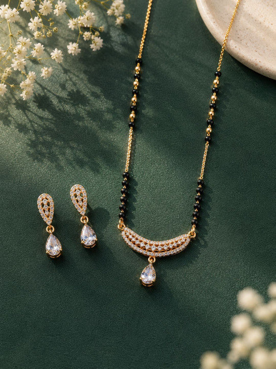 Kimaya Rose Gold Mangalsutra With Earrings