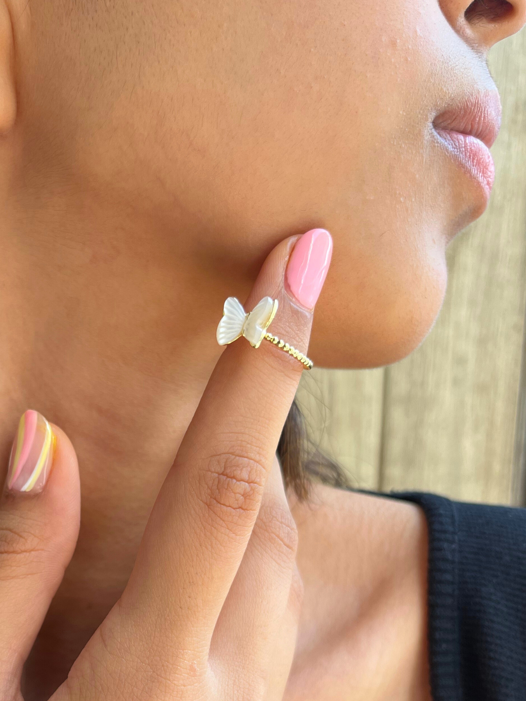 Papillon White Butterfly Adjustable Ring - Zerakijewels