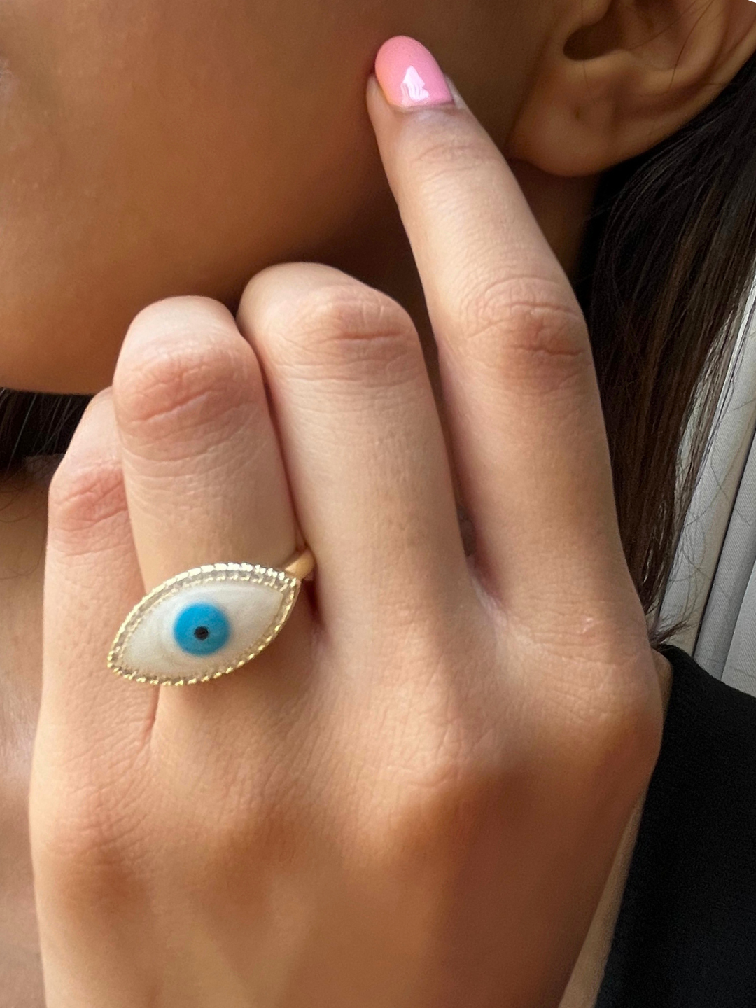 Warding Off Evil Eye Adjustable Ring - Zerakijewels