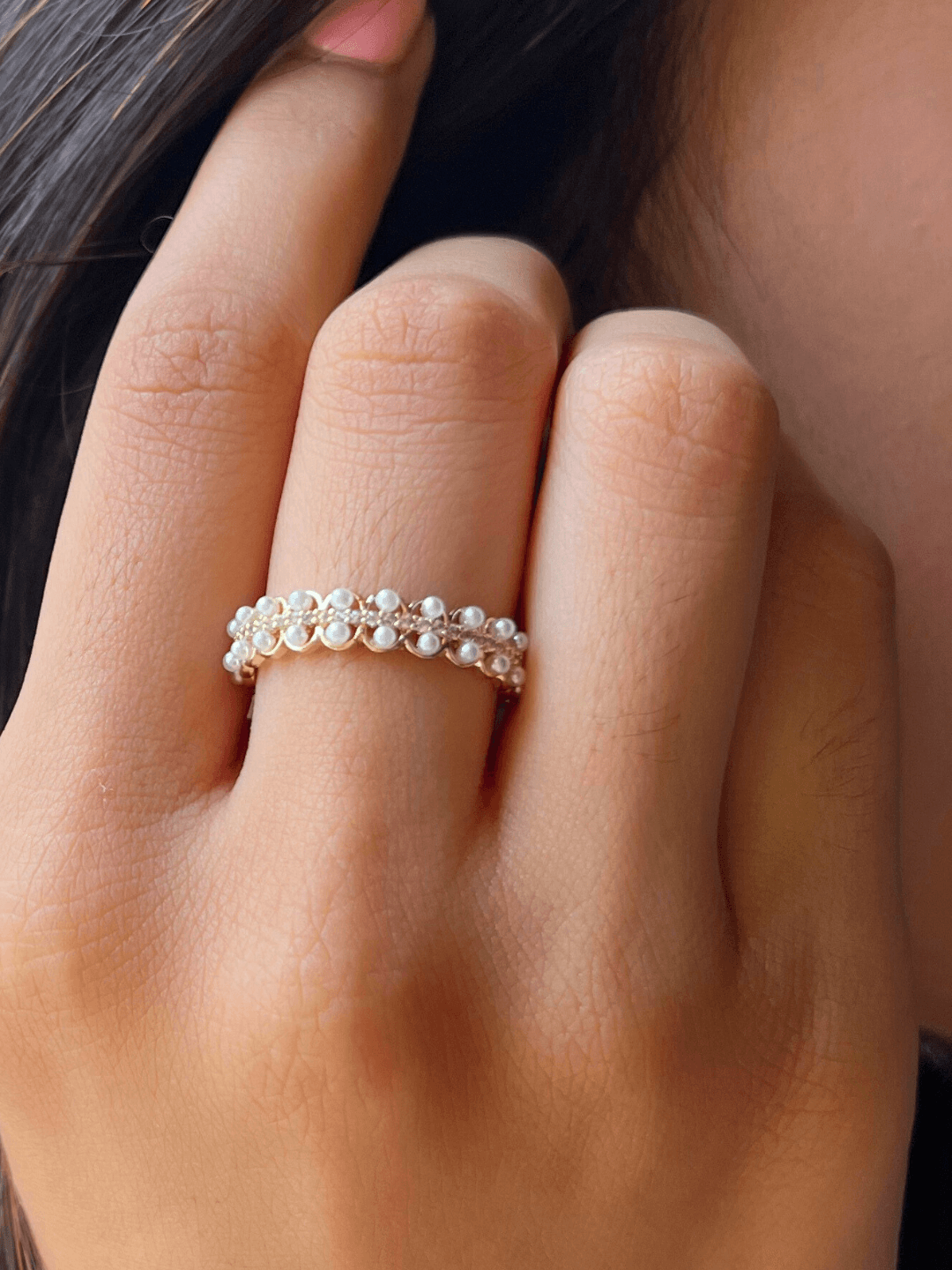 White Mosaic Adjustable Ring - Zeraki Jewels