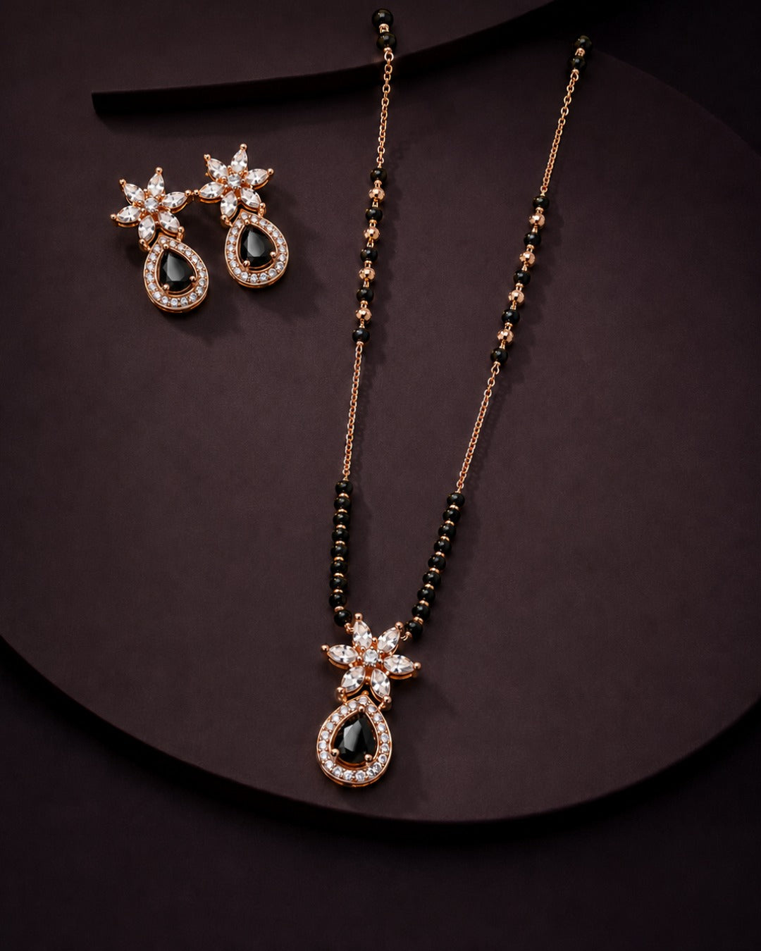 Ahana Black Mangalsutra with Earrings