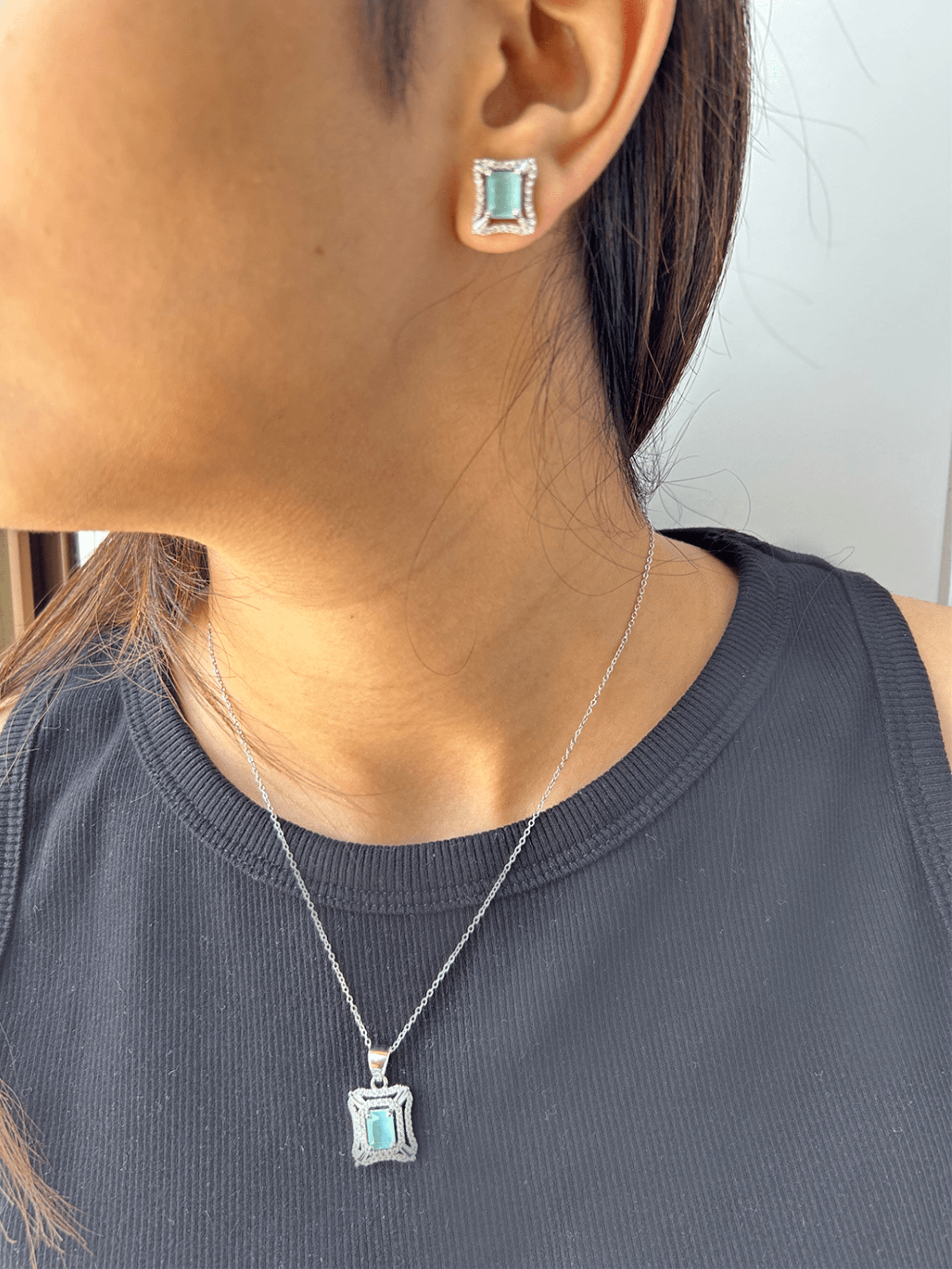 Princess Cut Diamond Pendant Set - Zerakijewels
