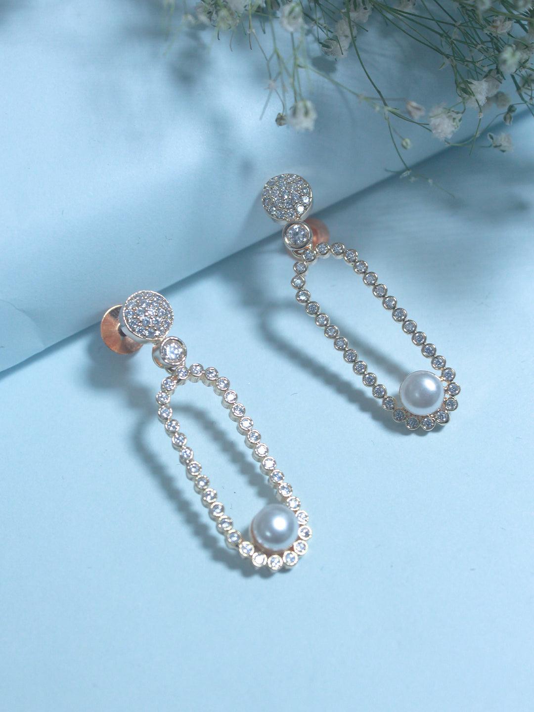 Pearl Embellished Dangle Studs - Zerakijewels