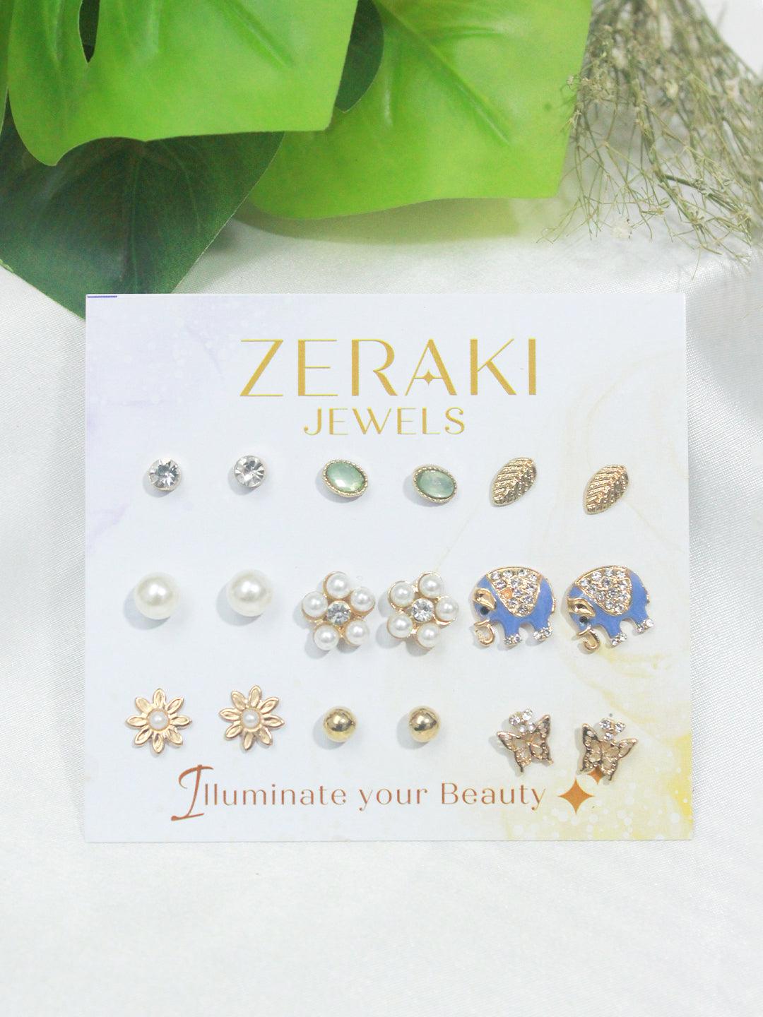 "Tiny Treats 9 Earrings" combo - Zeraki Jewels 